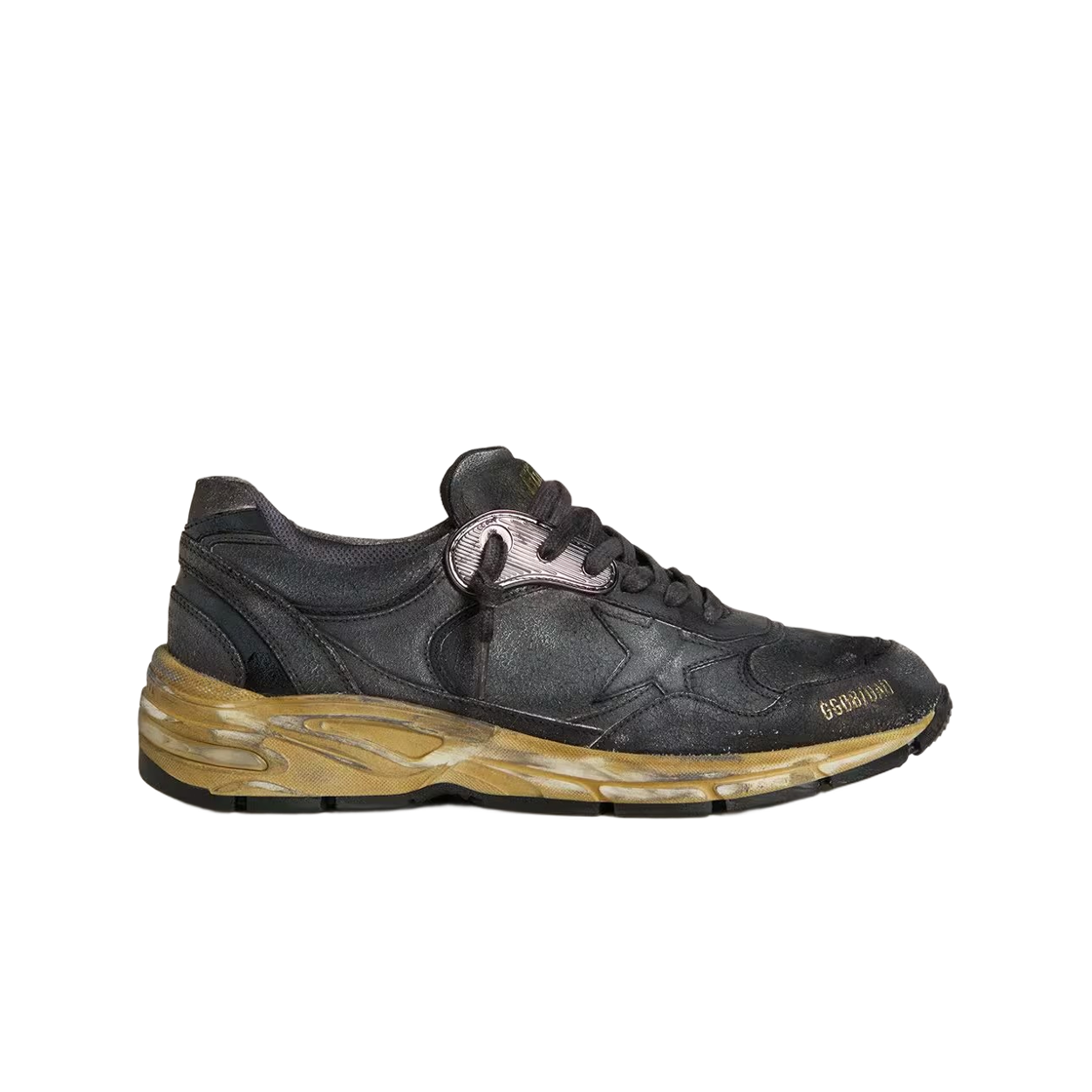 GMF00884-F007839-90100 Golden Goose Black Star Heel Tab Naplak Crackle Leather Dad-Star Sneakers Black