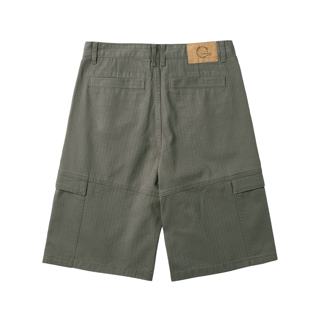 조우 패널 카고 포켓 헤링본 트윌 쇼츠 워시드 카키(CHOWOO Paneled Cargo Pockets Herringbone Twill Shorts Washed Khaki) - 2