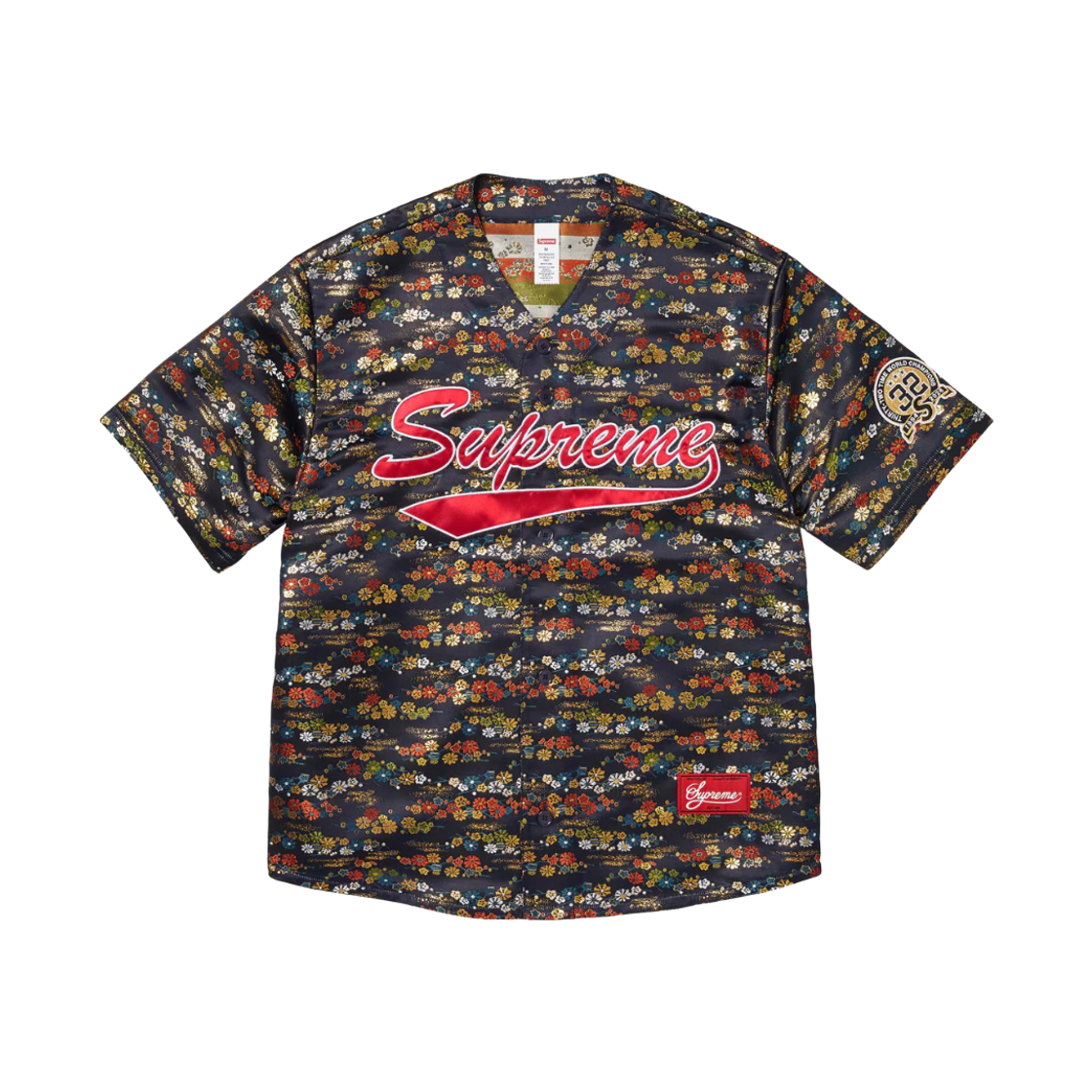 - Supreme Floral Jacquard Baseball Jersey Navy - 26SS