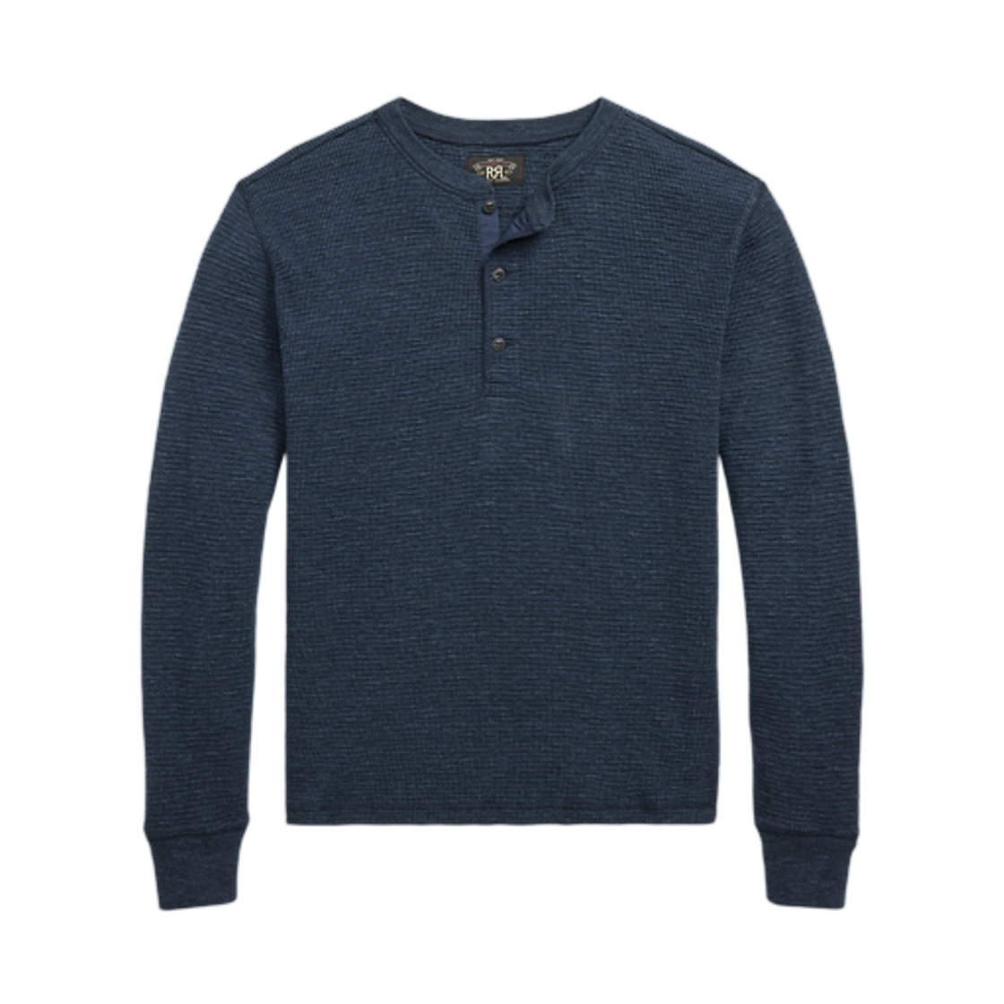 더블알엘 가먼트 다이 와플 니트 헨리 셔츠 네이비 헤더(Double RL Garment Dyed Waffle Knit Henley Shirt Navy Heather)