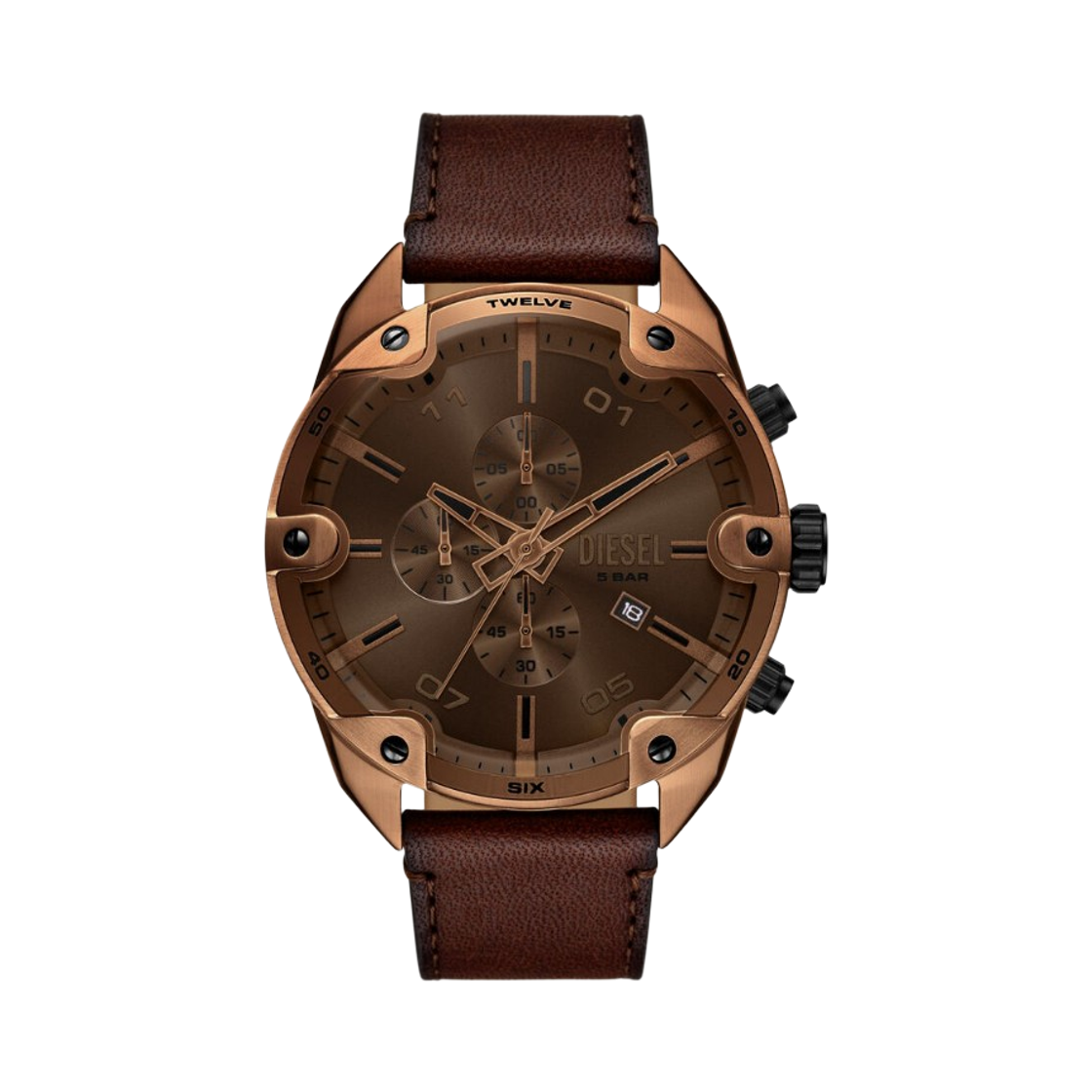 디젤 Dz4698 스파이크 크로노그래프 쿼츠 49mm 레더 브라운(Diesel Dz4698 Spiked Chronograph Quartz 49mm Leather Brown)