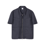 CHOWOO Vintage Washed Flap Pockets Work Shacket  Washed Charcoal