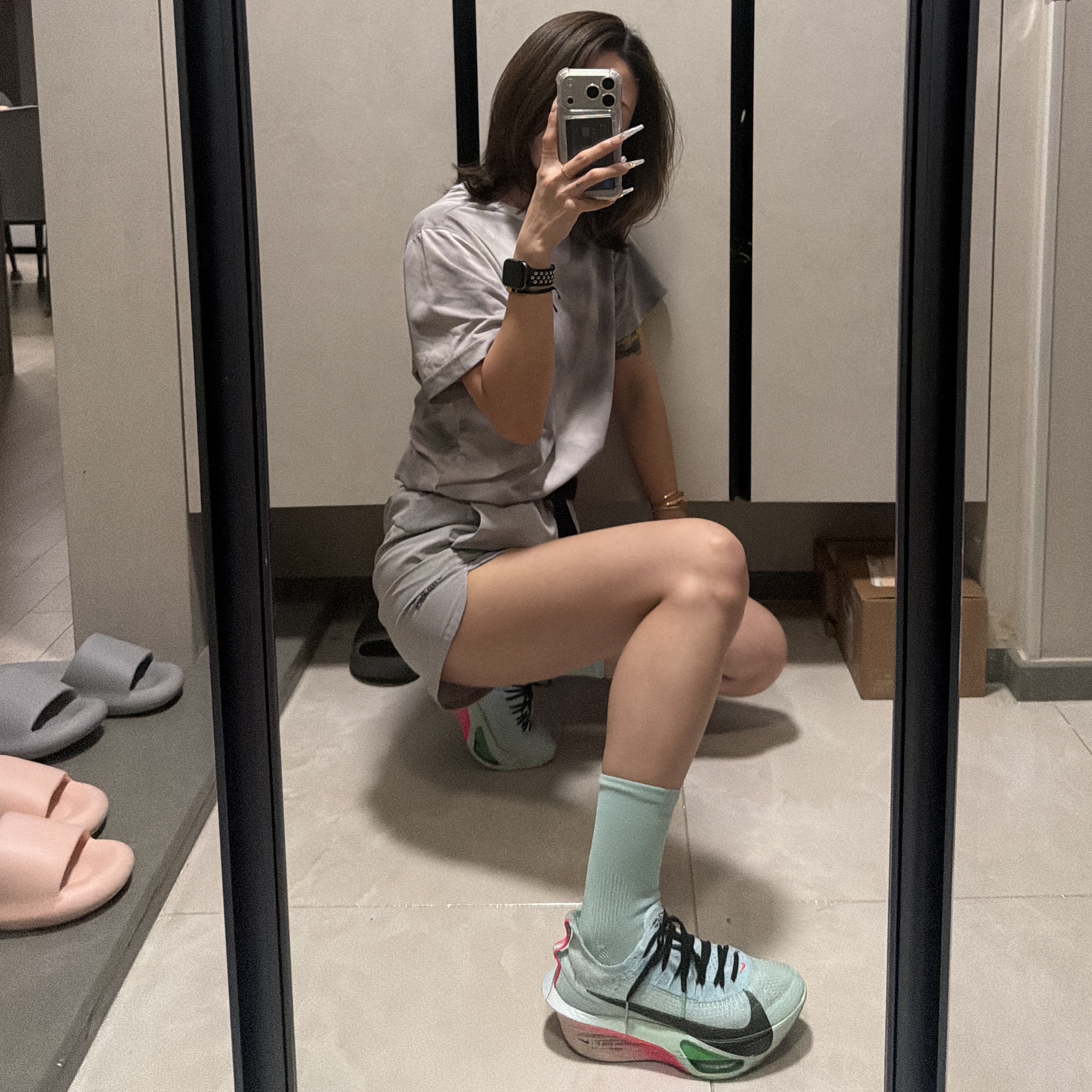 (W) Mizuno Running Quick Dry Pants Grey, [KREAM 단독] runwhither LSD Mint 착용 스타일