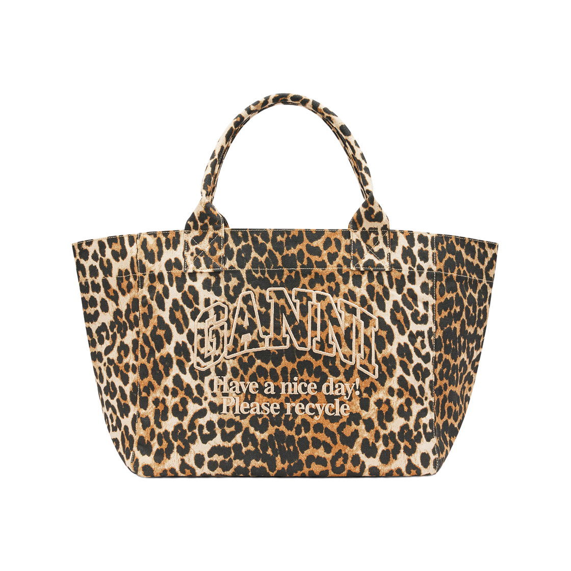 가니 레오파드 로고 토트백 아몬드 밀크(Ganni Leopard Logo Tote Bag Almond Milk)