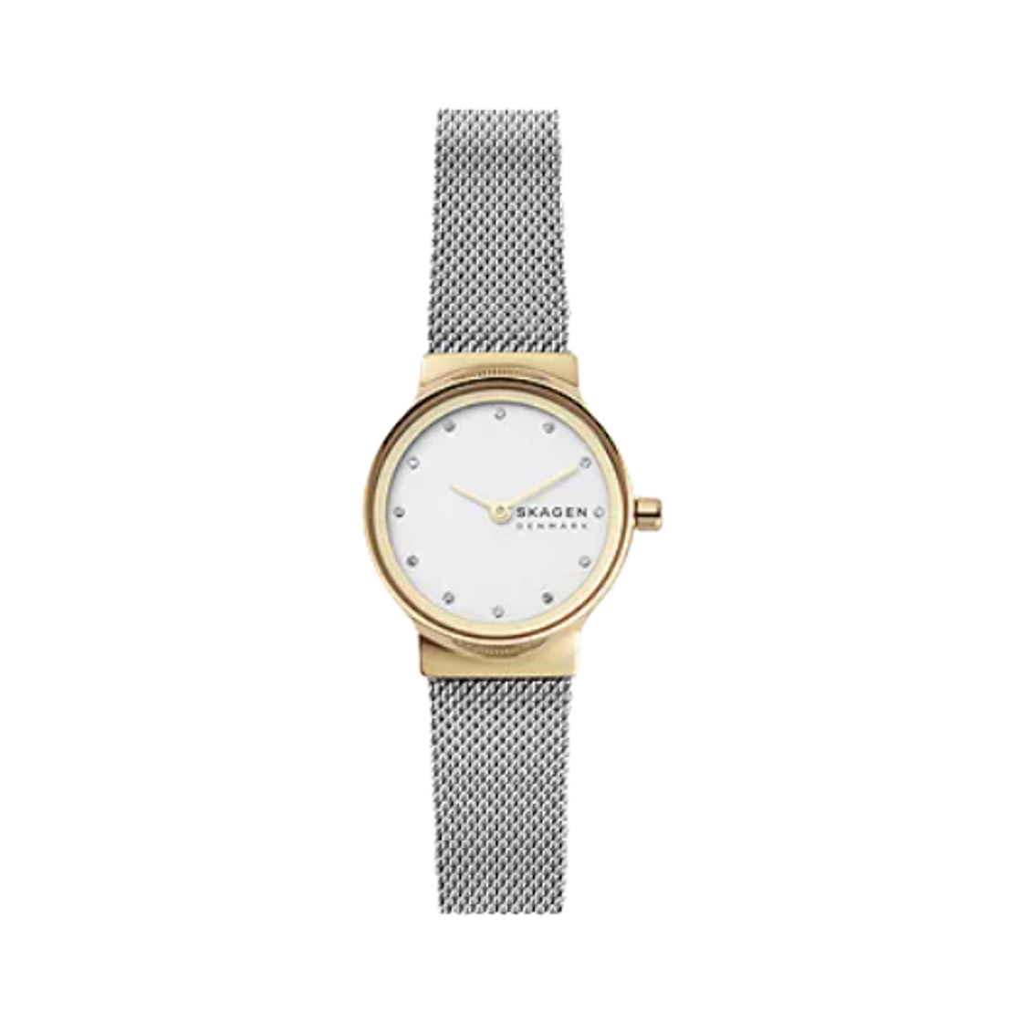 스카겐 프레자 릴리 투톤 쿼츠 투핸드 26mm 스테인리스 스틸 메쉬 화이트 실버(Skagen Freja Lille Two-Tone Quartz Two-Hand 26mm Stainless Steel Mesh White Silver)