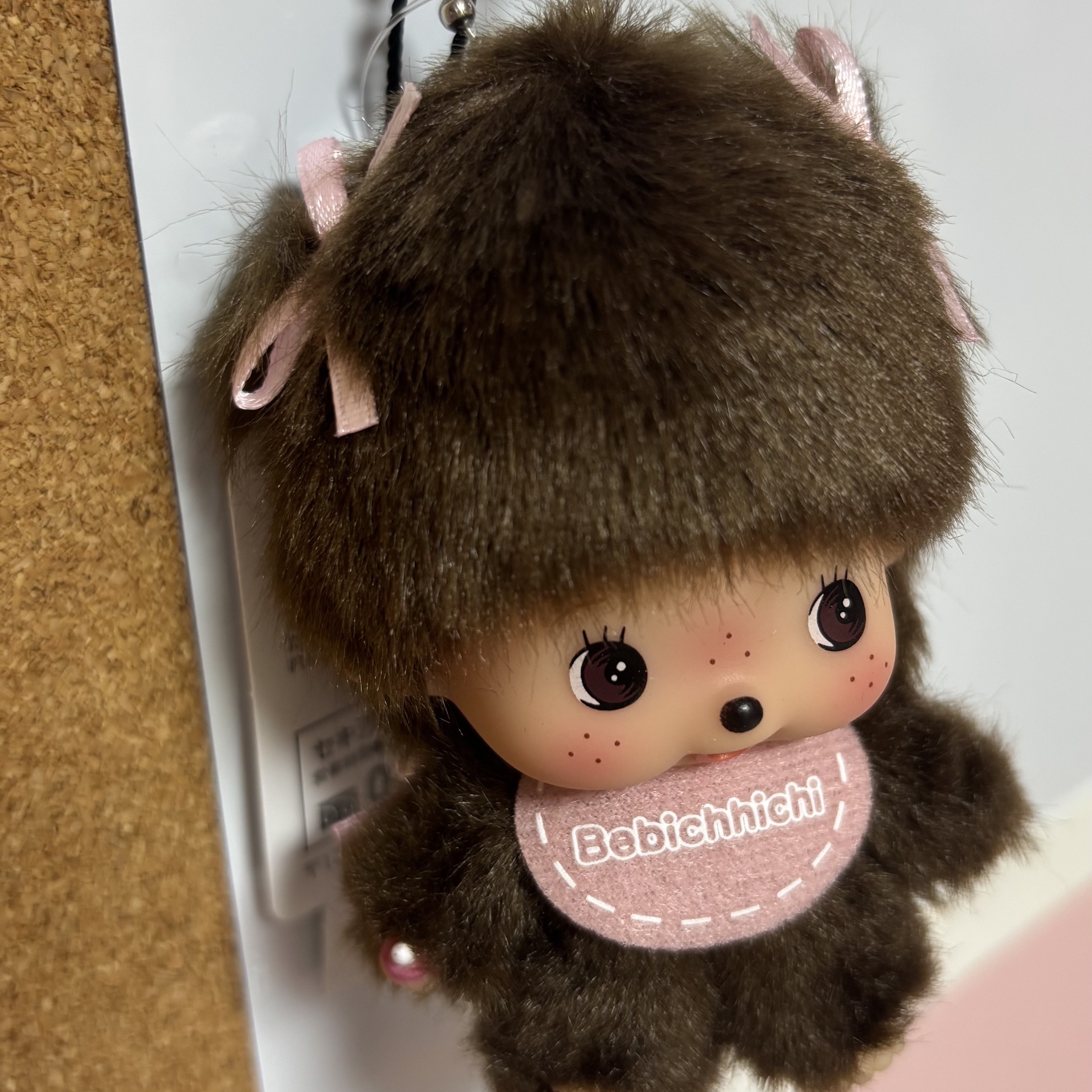 Monchhichi Bebichhichi Bighead SS Girl Key Chain Pink 착용 스타일
