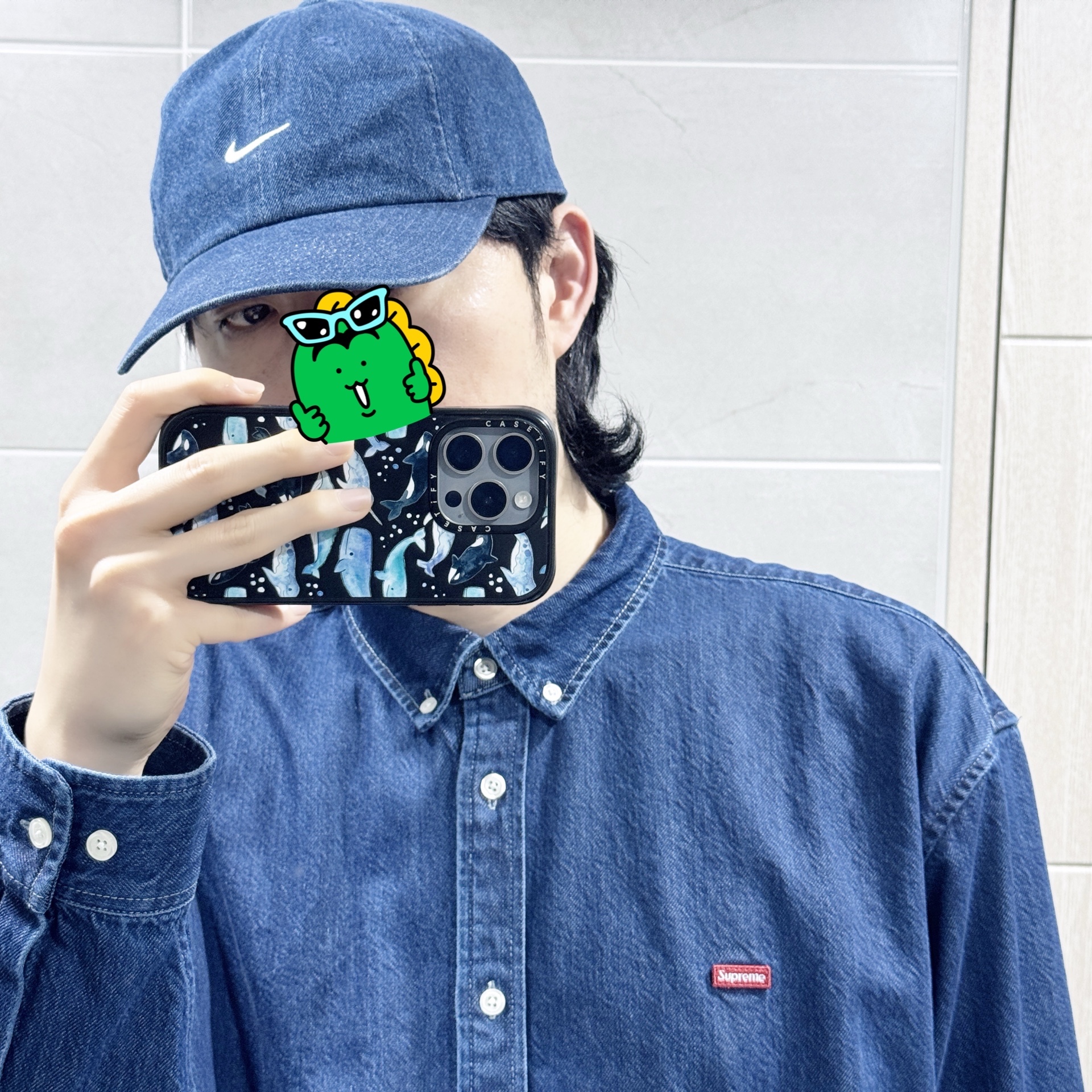 Supreme Small Box Denim Shirt Indigo - 25FW, Nike Club Unstructured Denim Cap College Navy White 착용 스타일