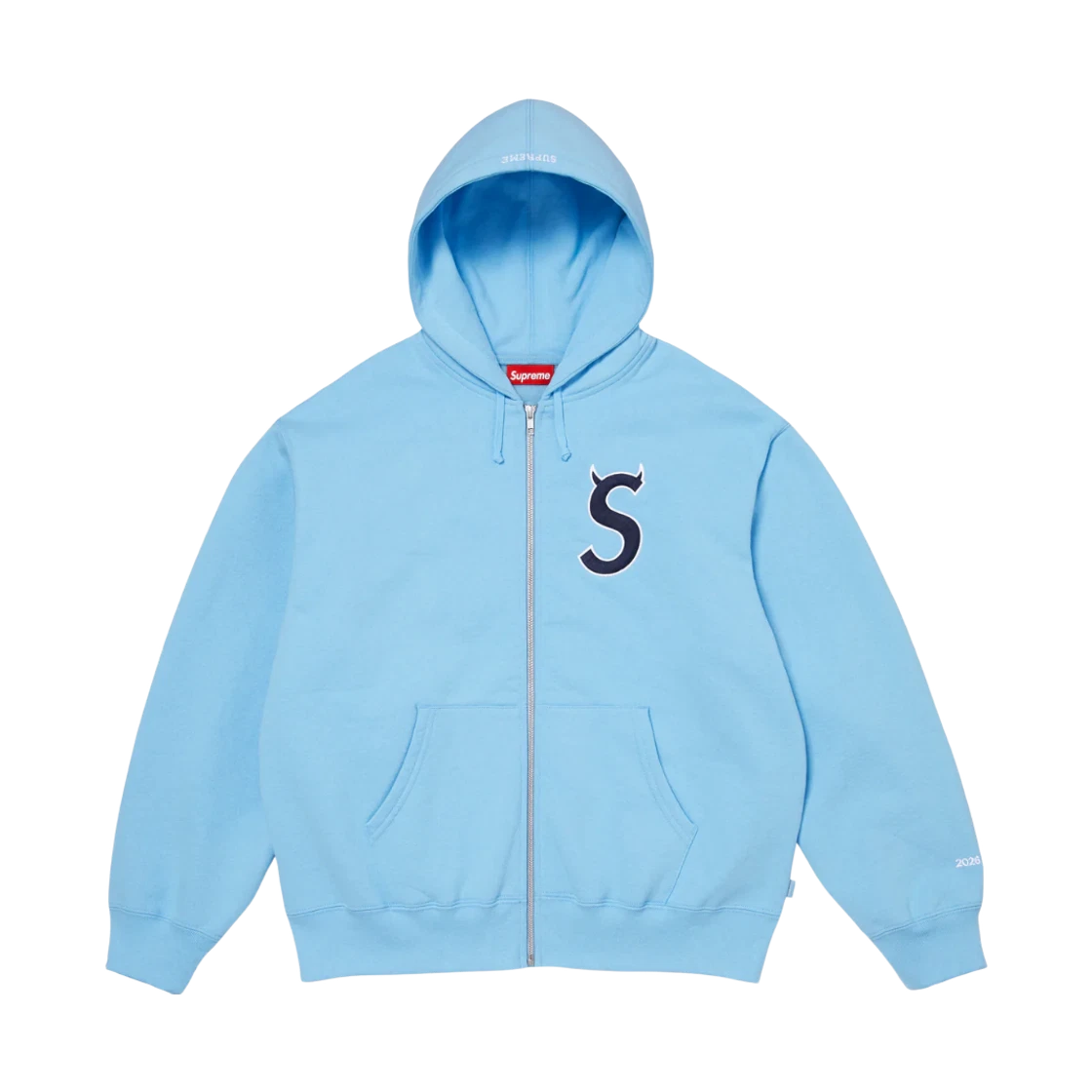 Supreme Supreme Devil S Logo Zip Up Hooded Sweatshirt Light Blue - 26SS · S