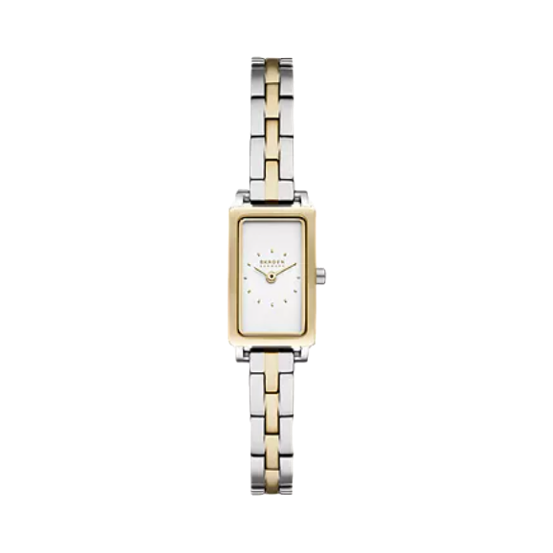 스카겐 하겐 마이크로 투톤 쿼츠 투핸드 31mm 스테인리스 스틸 화이트 골드 실버(Skagen Hagen Micro Two-Tone Quartz Two-Hand 31mm Stainless Steel White Gold Silver)