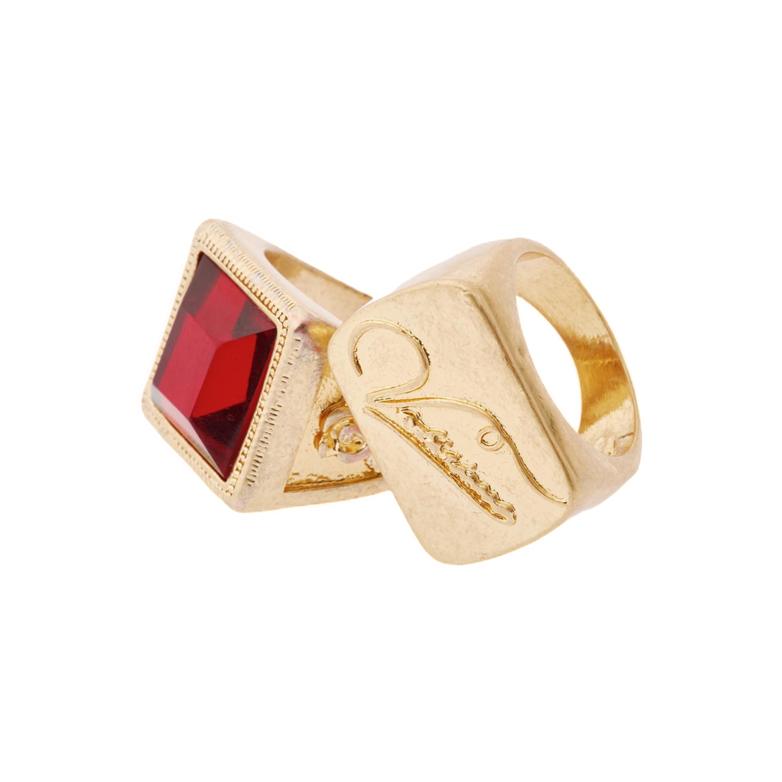 자라 x 윌리 차바리아 레진 시그넷 링즈 골든 (2개 세트)(Zara x Willy Chavarria Resin Signet Rings Golden (Set of 2))