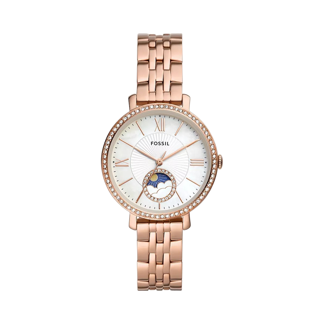 (W) 파슬 재클린 썬 문 쿼츠 멀티펑션 36mm 스테인리스 스틸 로즈 골드((W) Fossil Jacqueline Sun Moon Quartz Multifunction 36mm Stainless Steel Rose Gold)