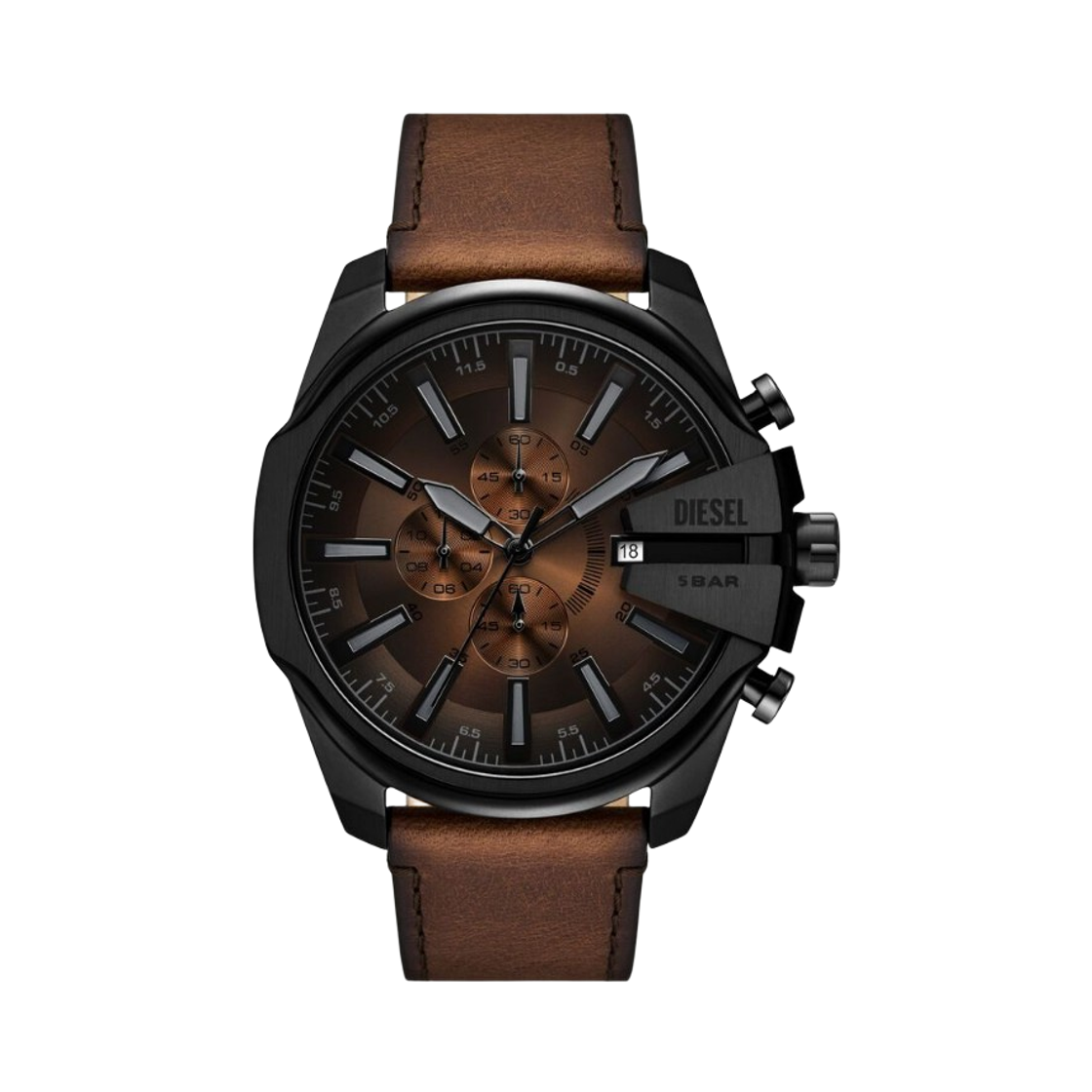 디젤 Dz4692 메가 치프 슬림 크로노그래프 쿼츠 48mm 레더 브라운(Diesel Dz4692 Mega Chief Slim Chronograph Quartz 48mm Leather Brown) - 1