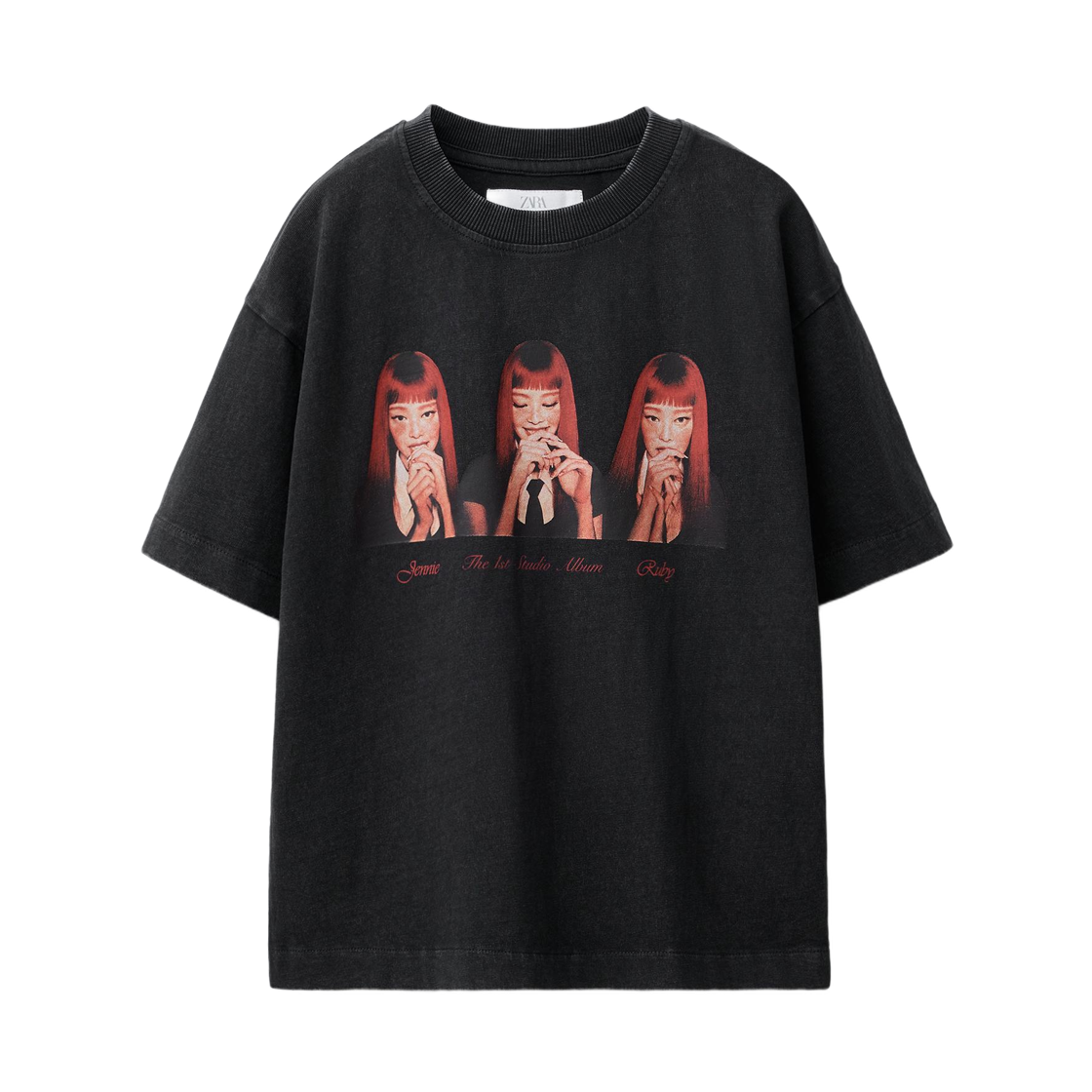 4479/601/807 (Kids) Zara Fake Washing Jennie Ruby T-Shirt Coal Gray