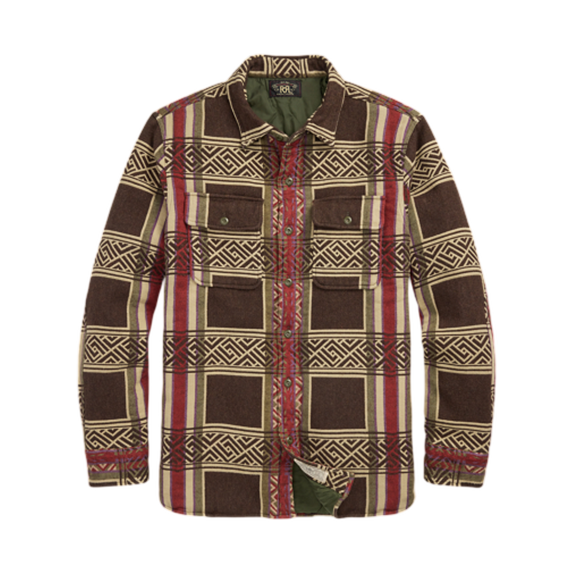더블알엘 자카드 오버셔츠 브라운 올리브(Double RL Jacquard Overshirt Brown Olive)