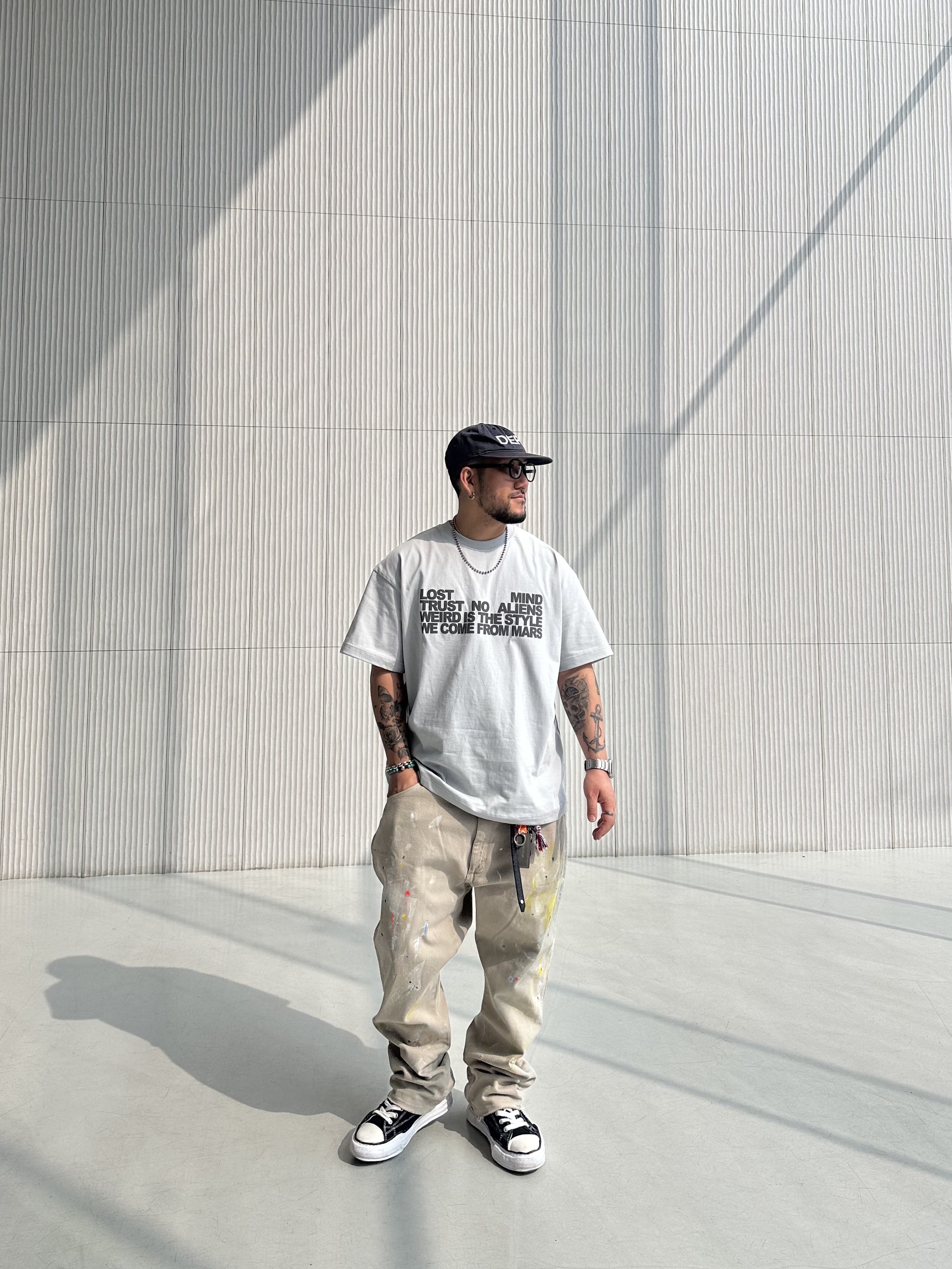 Gallery Dept. Dept. Hat Navy, Maison Mihara Yasuhiro Peterson OG Sole Canvas Low Sneakers Black 착용 스타일 - 1