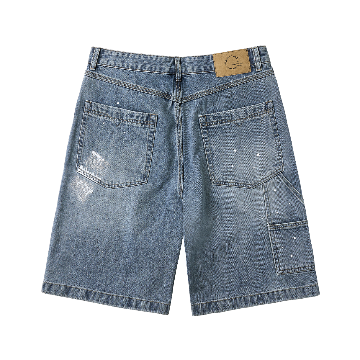 조우 에이징 스플래터 카펜터 데님 쇼츠 워시드 블루(CHOWOO Aged Splatter Carpenter Denim Shorts Washed Blue) - 2