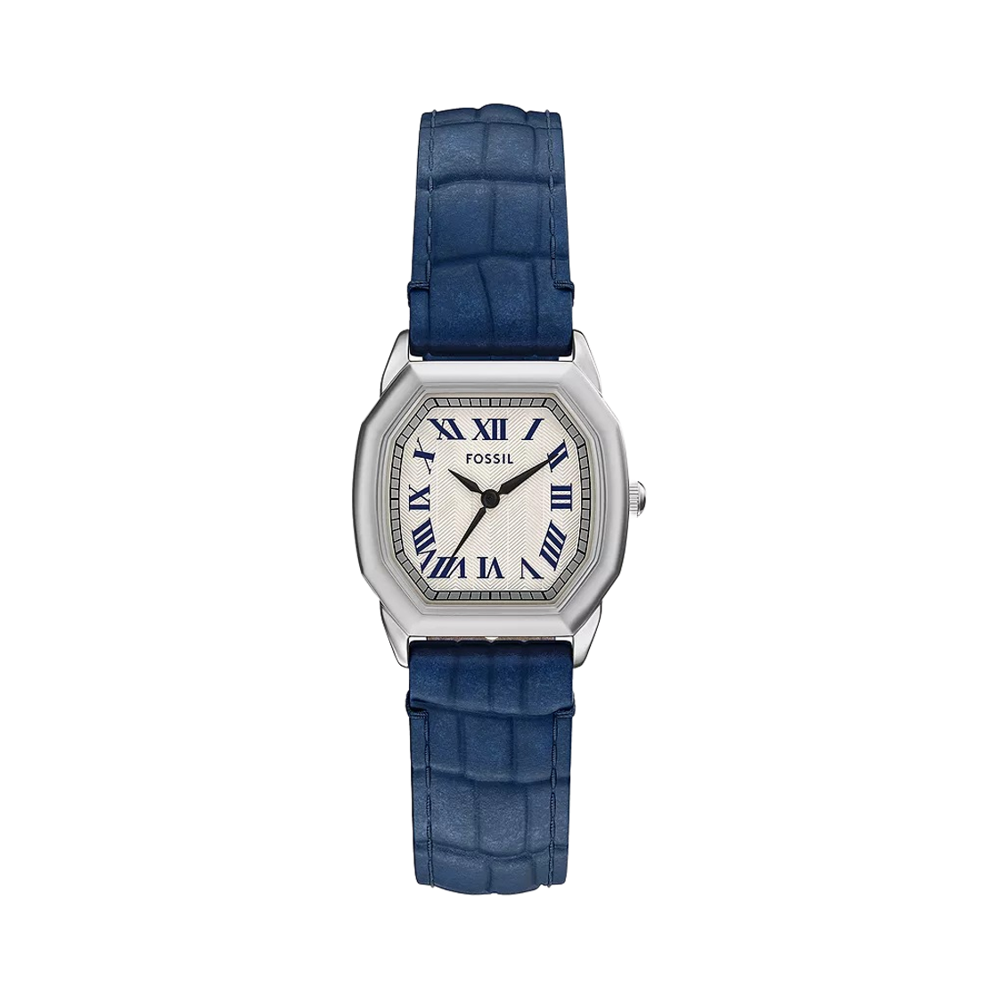 ES5425 (W) Fossil Harlow Quartz Three-Hand 27mm Leather Silver Navy Croco