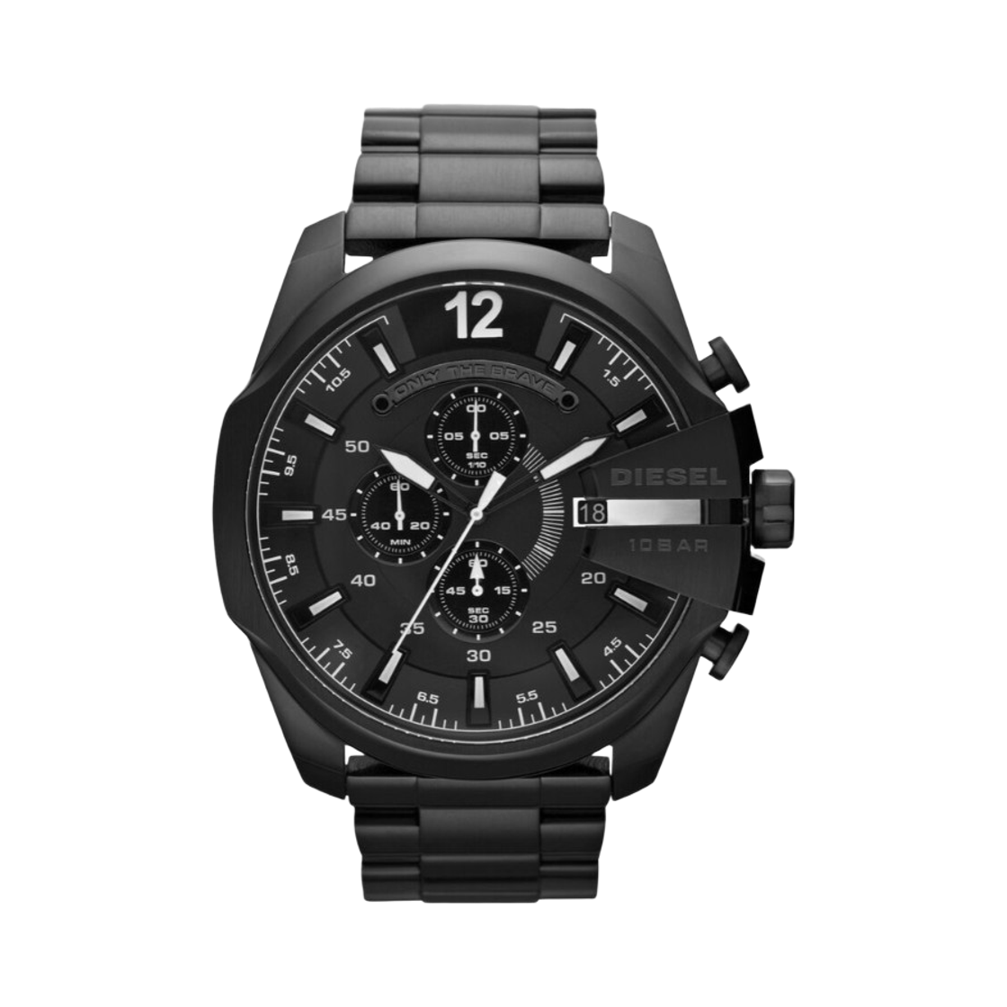 디젤 메가 치프 쿼츠 아날로그 54mm 스테인리스 스틸 블랙(Diesel Mega Chief Quartz Analog 54mm Stainless Steel Black) - 1