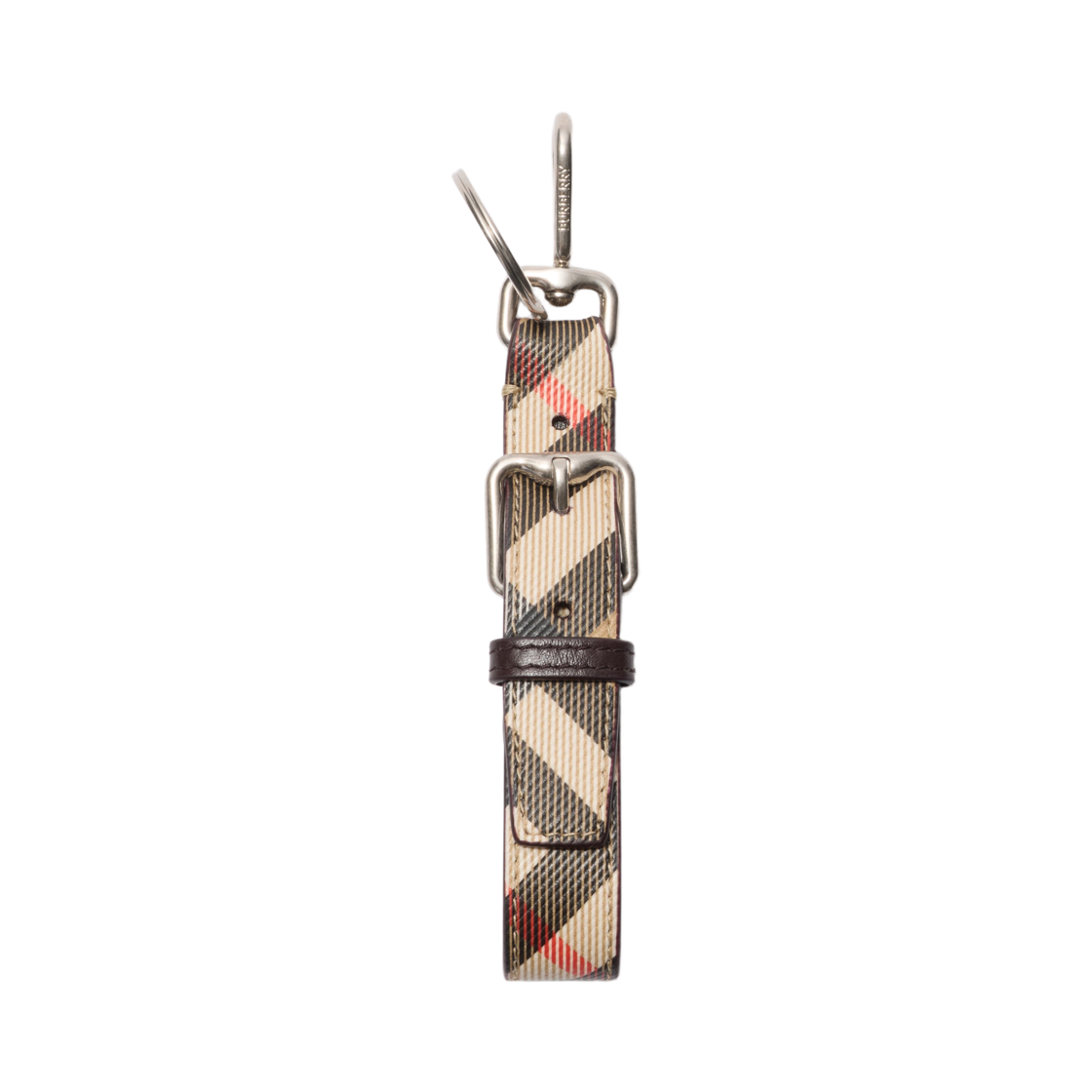 8119756 Burberry Check Keyring Sand Beige Peat Brown