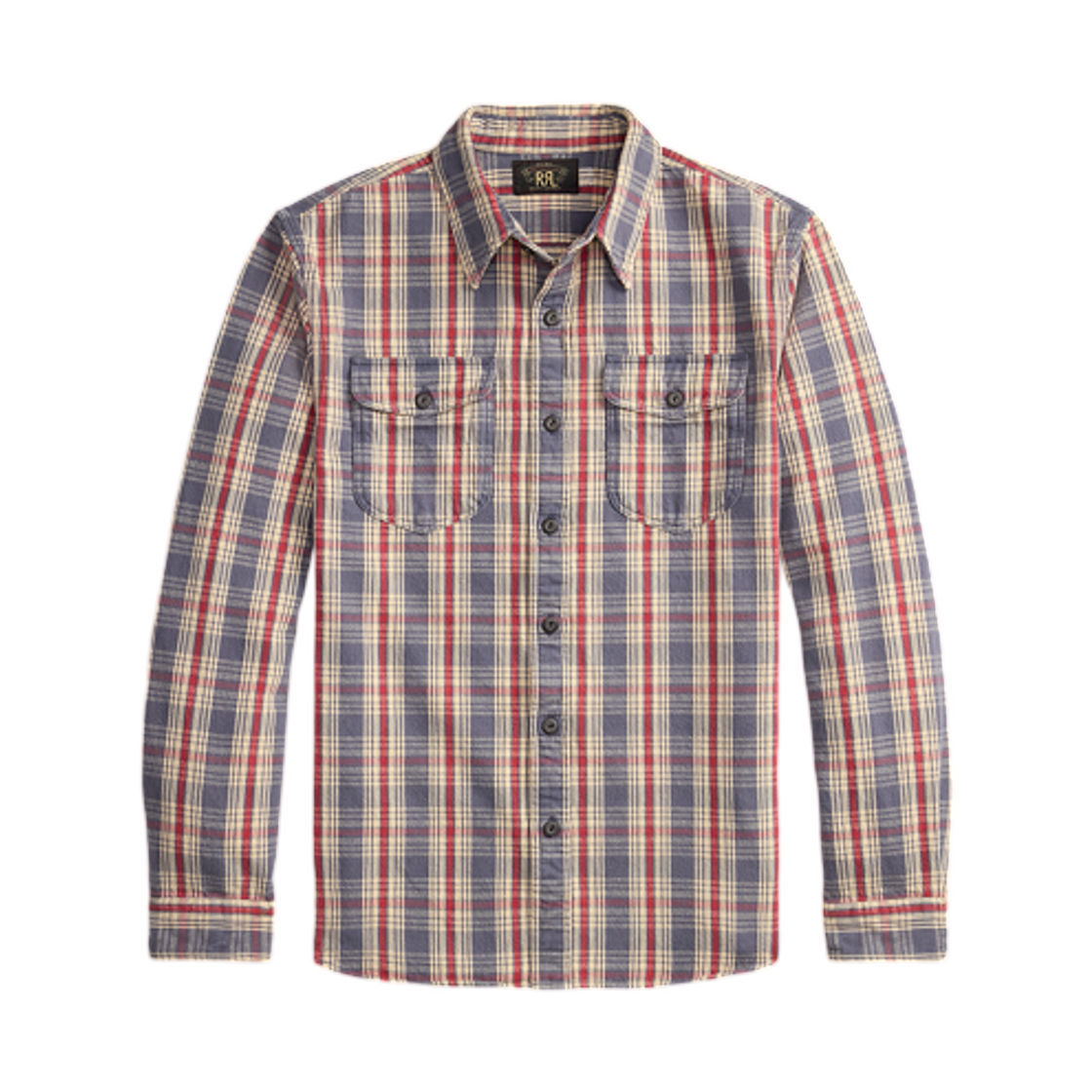 더블알엘 플레이드 트윌 워크셔츠 블루 크림 레드(Double RL Plaid Twill Workshirt Blue Cream Red) - 1