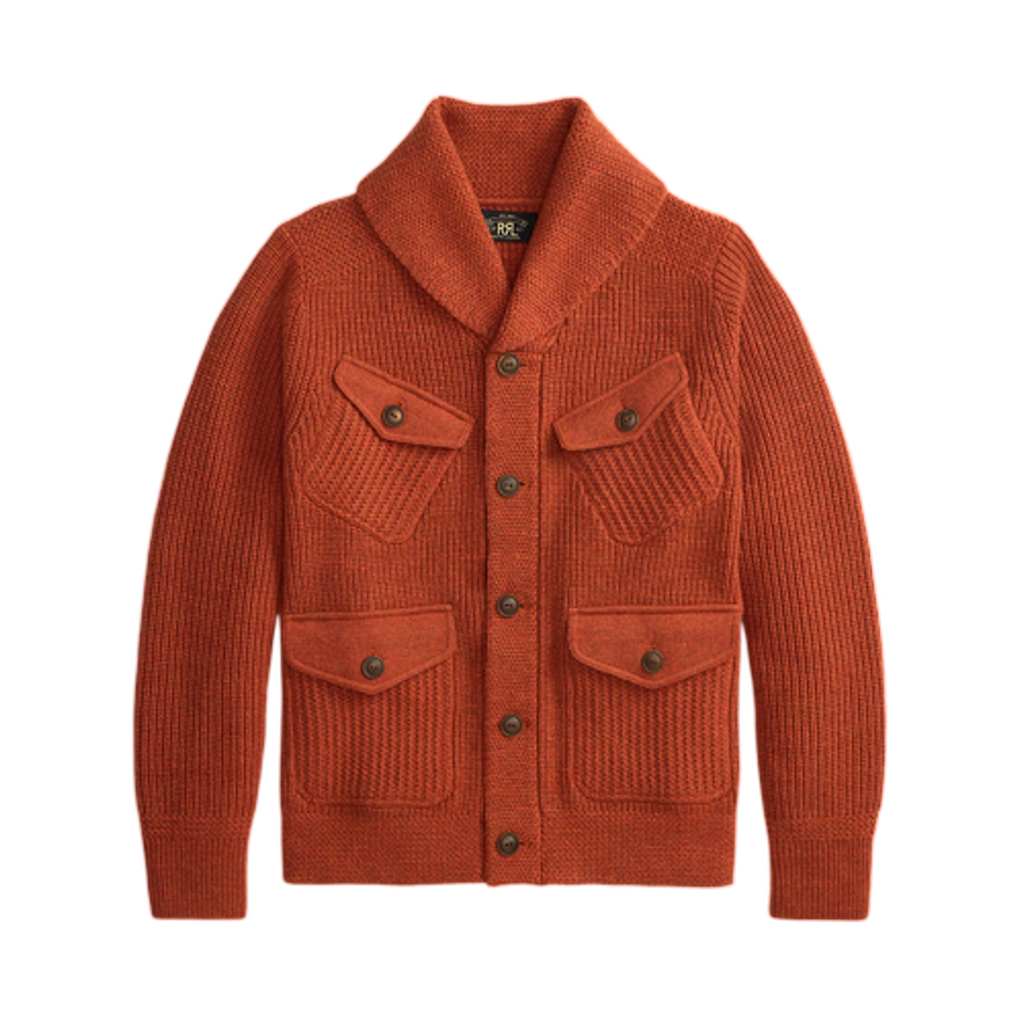 더블알엘 울 코튼 숄 칼라 가디건 오렌지 헤더(Double RL Wool Cotton Shawl Collar Cardigan Orange Heather) - 1