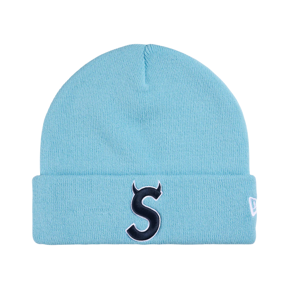 슈프림 뉴에라 데빌 S 로고 비니 라이트 블루 - 26SS(Supreme New Era Devil S Logo Beanie Light Blue - 26SS) - 1
