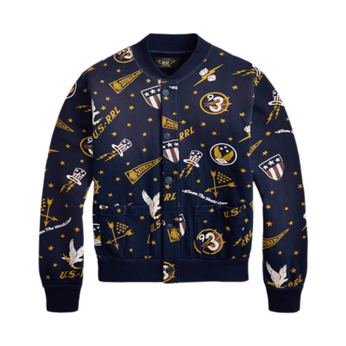 더블알엘 플리스 그래픽 자켓 네이비 멀티(Double RL Fleece Graphic Jacket Navy Multi)