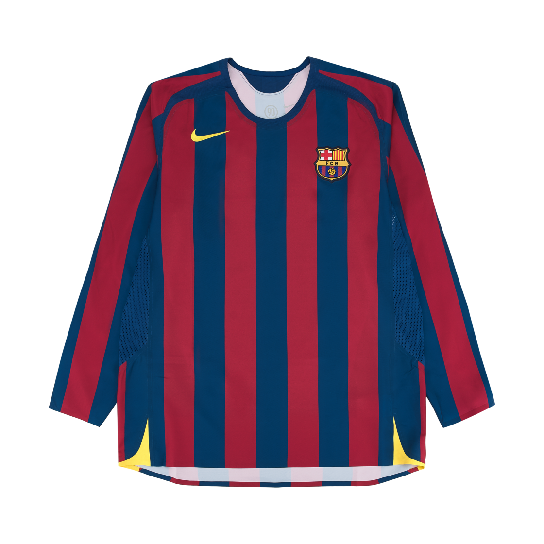 나이키 호나우지뉴 FC 바르셀로나 2005/06 레트로 사커 레플리카 롱슬리브 저지 (HQ1462-471) (마킹 버전)(Nike Ronaldinho FC Barcelona 2005/06 Retro Soccer Replica Long-Sleeve Jersey (HQ1462-471) (Marking Ver.))
