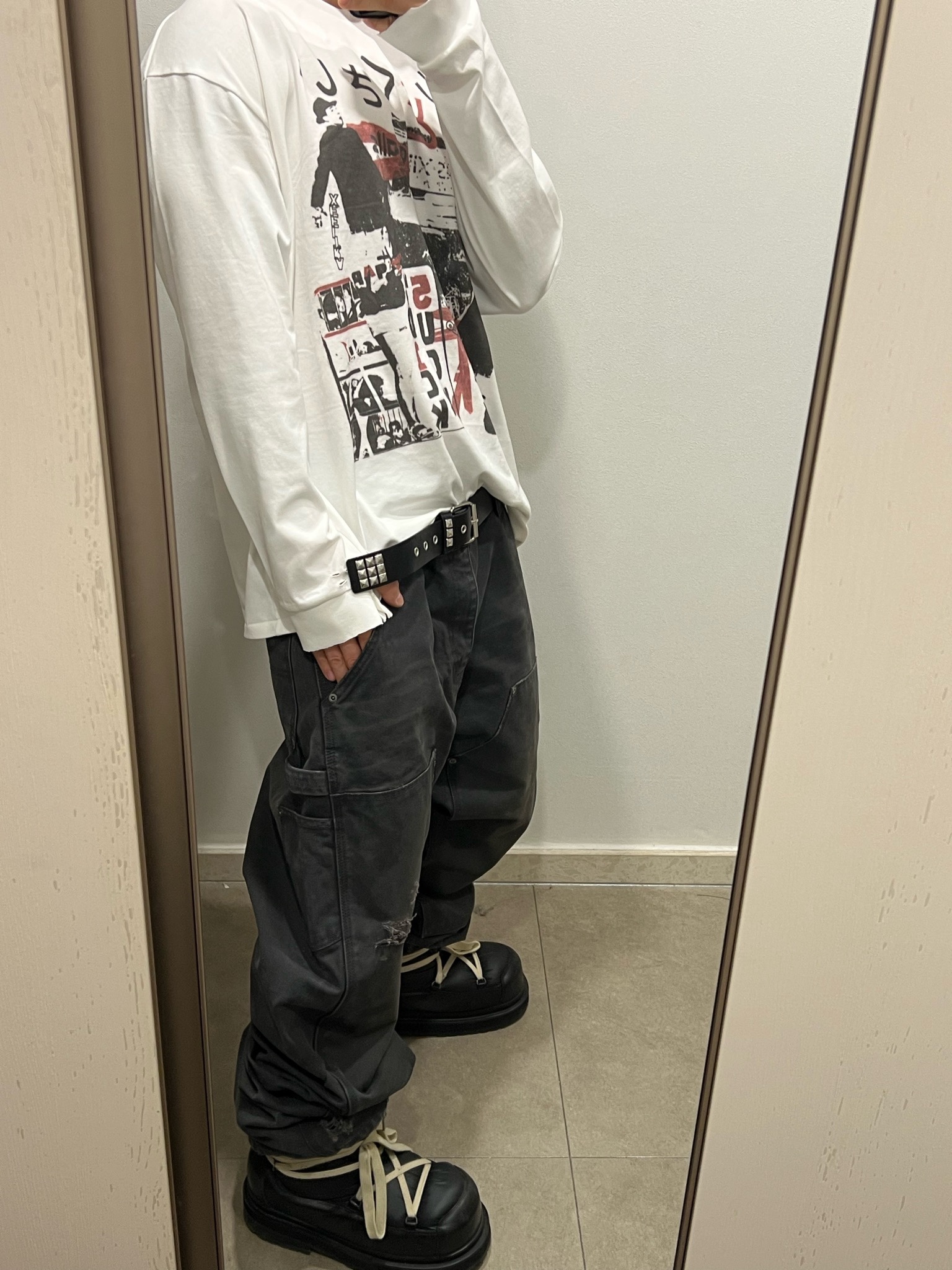 qAp 5-1 Long Sleeve T-Shirt Cream 착용 스타일 - 3