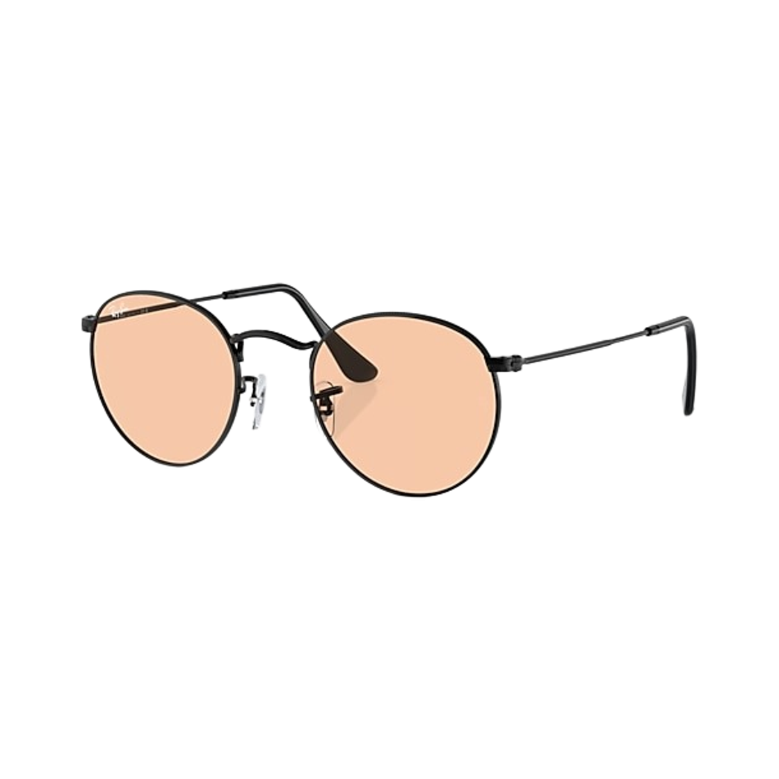 레이밴 라운드 메탈 폴리쉬드 블랙 프레임 핑크 렌즈 어드저스터블 노즈패드(Ray-Ban Round Metal Polished Black Frame Pink Lense Adjustable Nosepads)