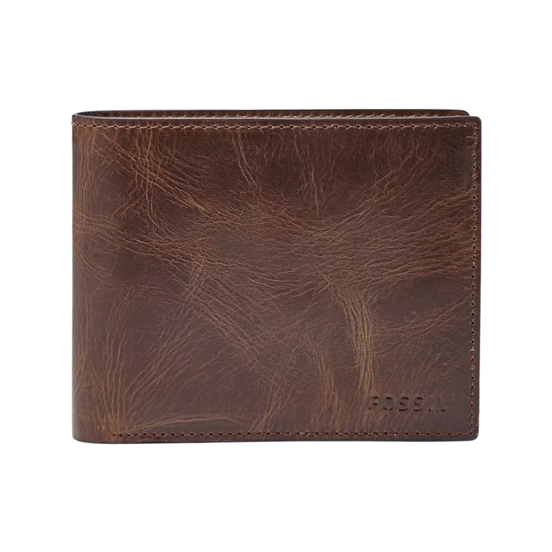 ML3687201 Fossil Derrick RFID Large Coin Pocket Bifold Wallet Dark Brown