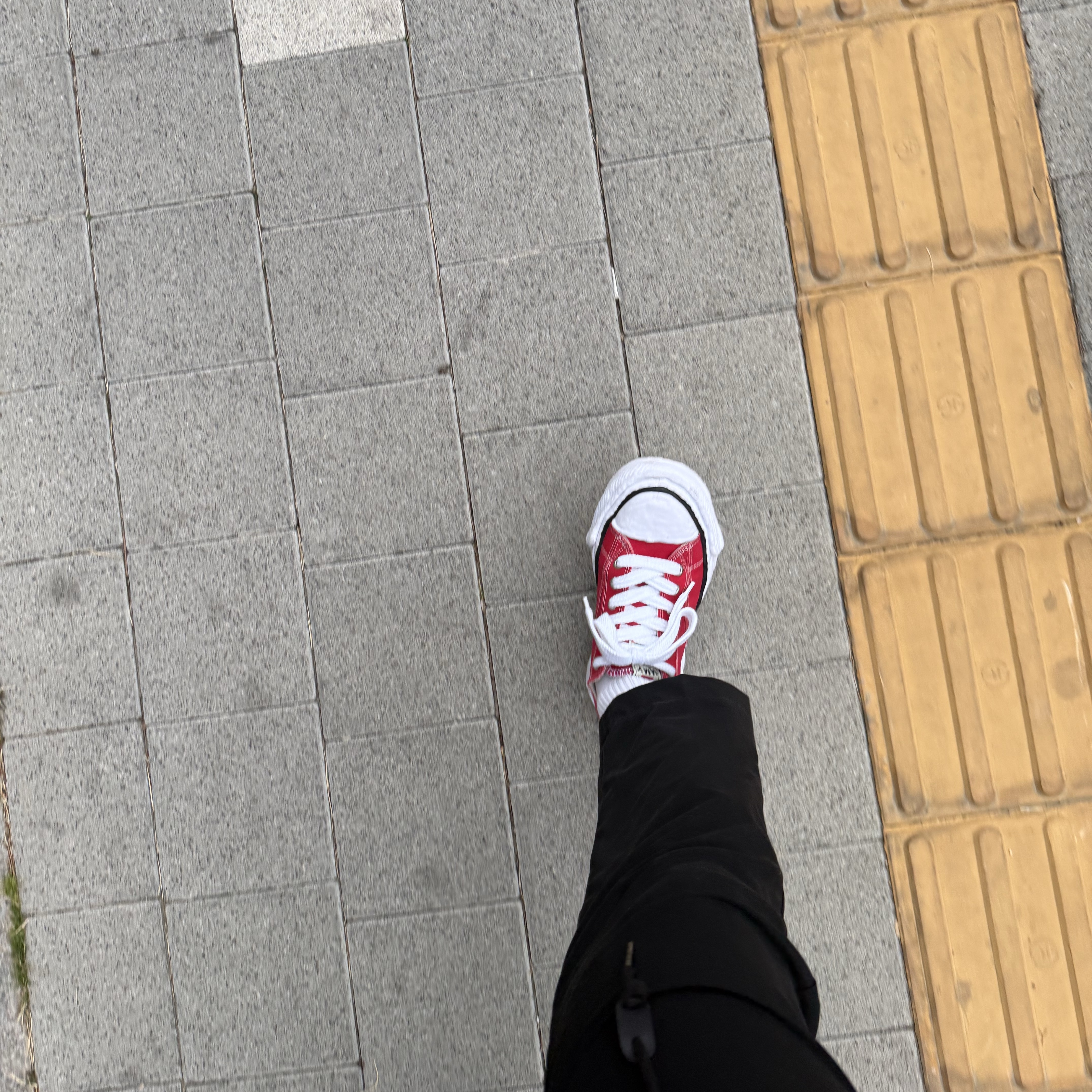 Maison Mihara Yasuhiro Peterson23 OG Sole Canvas Low-top Sneakers Red 착용 스타일