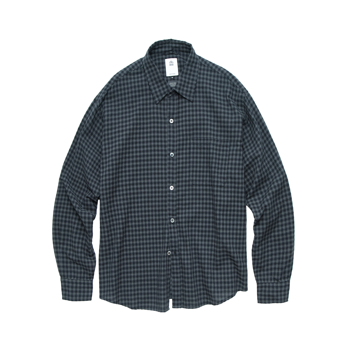 폴리테루 루즈드 체크 셔츠 (재패니즈 패브릭) 네이비(Polyteru Loosed Check Shirts (Japanese Fabric) Navy) - 1