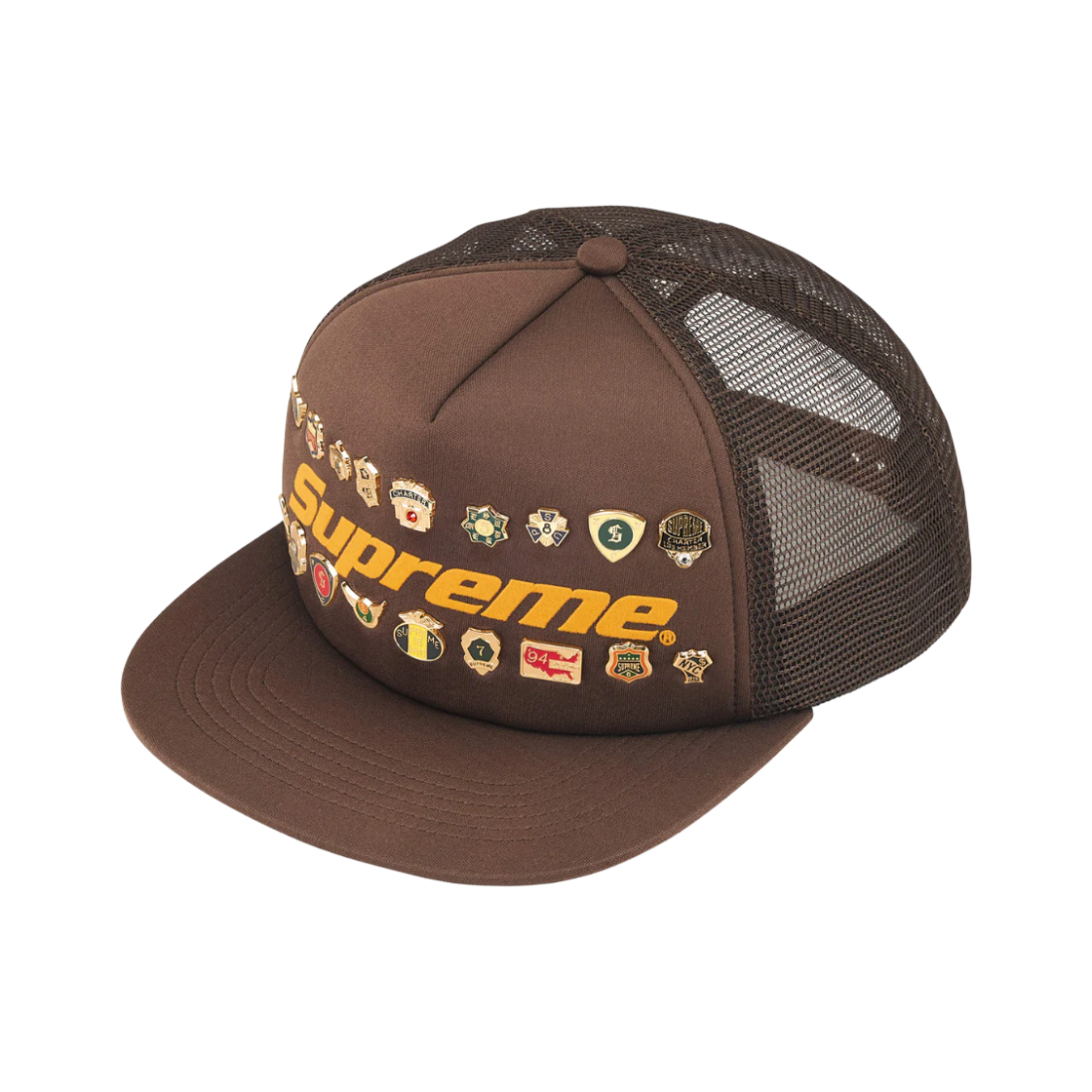 - Supreme Pins Mesh Back 5-Panel Brown - 26SS