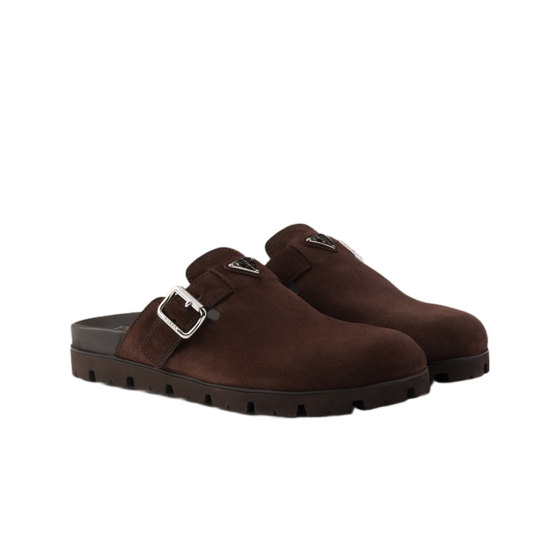 프라다 스웨이드 뮬 다크 브라운(Prada Suede Mules Dark Brown) - 2