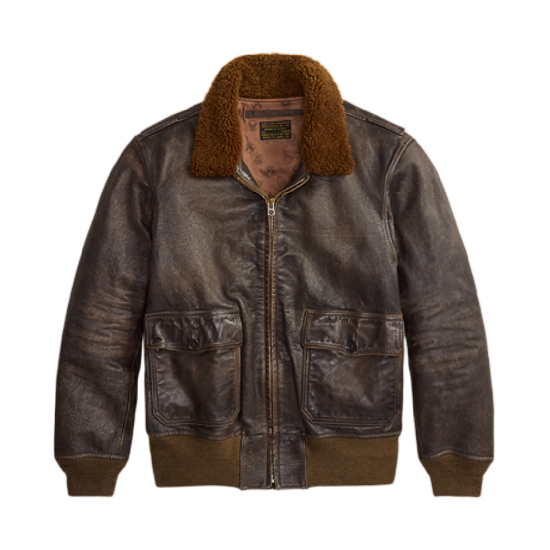 더블알엘 시어링 칼라 레더 플라이트 자켓 빈티지 브라운(Double RL Shearling Collar Leather Flight Jacket Vintage Brown)