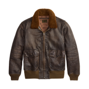 Double RL Shearling Collar Leather Flight Jacket Vintage Brown