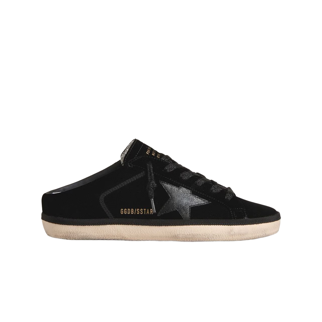 GWF00110-F007861-90100 (W) Golden Goose Micro Glitter Black Leather Star Velvet Superstar Sabots Sneakers Black