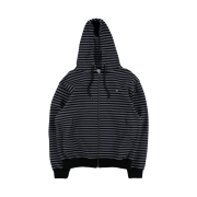 The Coldest Moment Stripe Hooded Zip-Up Charcoal Black
