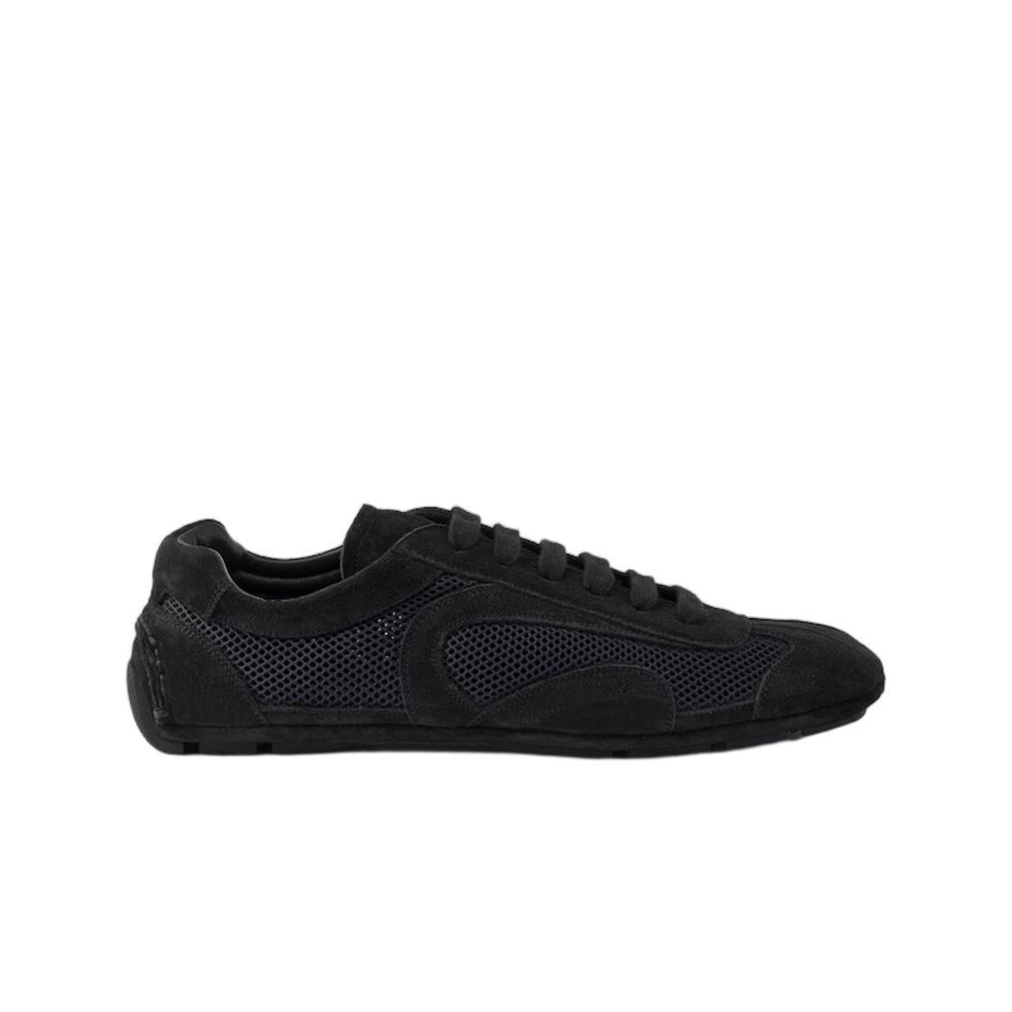 4E1165-3D8C-F0002 Prada Montecarlo Re-Edition 2005 Suede and Mesh Sneakers Black
