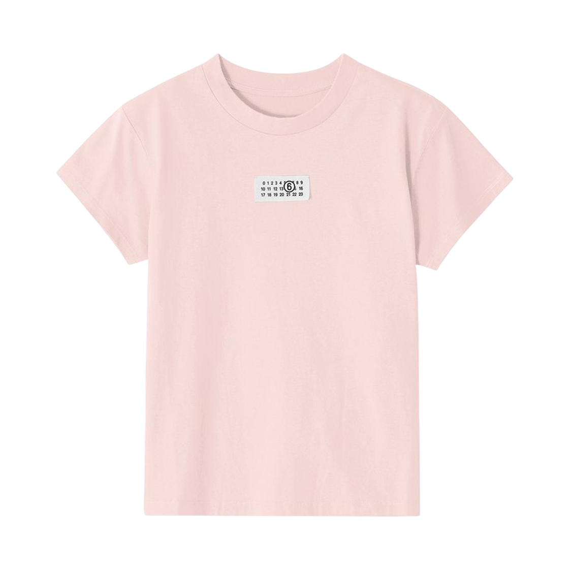 (W) MM6 메종 마르지엘라 넘버링 로고 패치 티셔츠 핑크((W) MM6 Maison Margiela Numbers Logo Patch T-Shirt Pink)