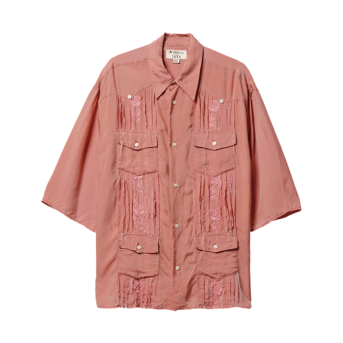 6085/810/926 Zara x Willy Chavarria Embroidered Cupro Shirt Pink