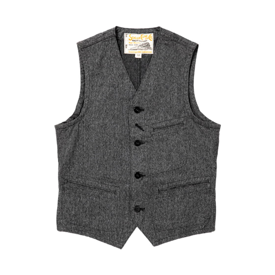 슈가 케인 9온즈 코버트 워크 베스트 블랙(Sugar Cane 9 oz. Covert Work Vest Black)