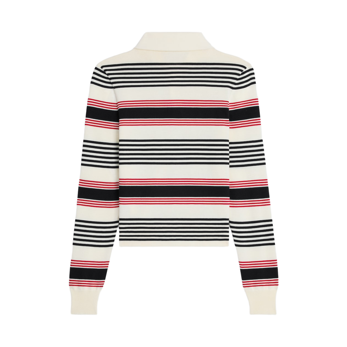 (W) 셀린느 폴로 스웨터 스트라이프 코튼 화이트 블랙((W) Celine Polo Sweater in Striped Cotton White Black) - 2