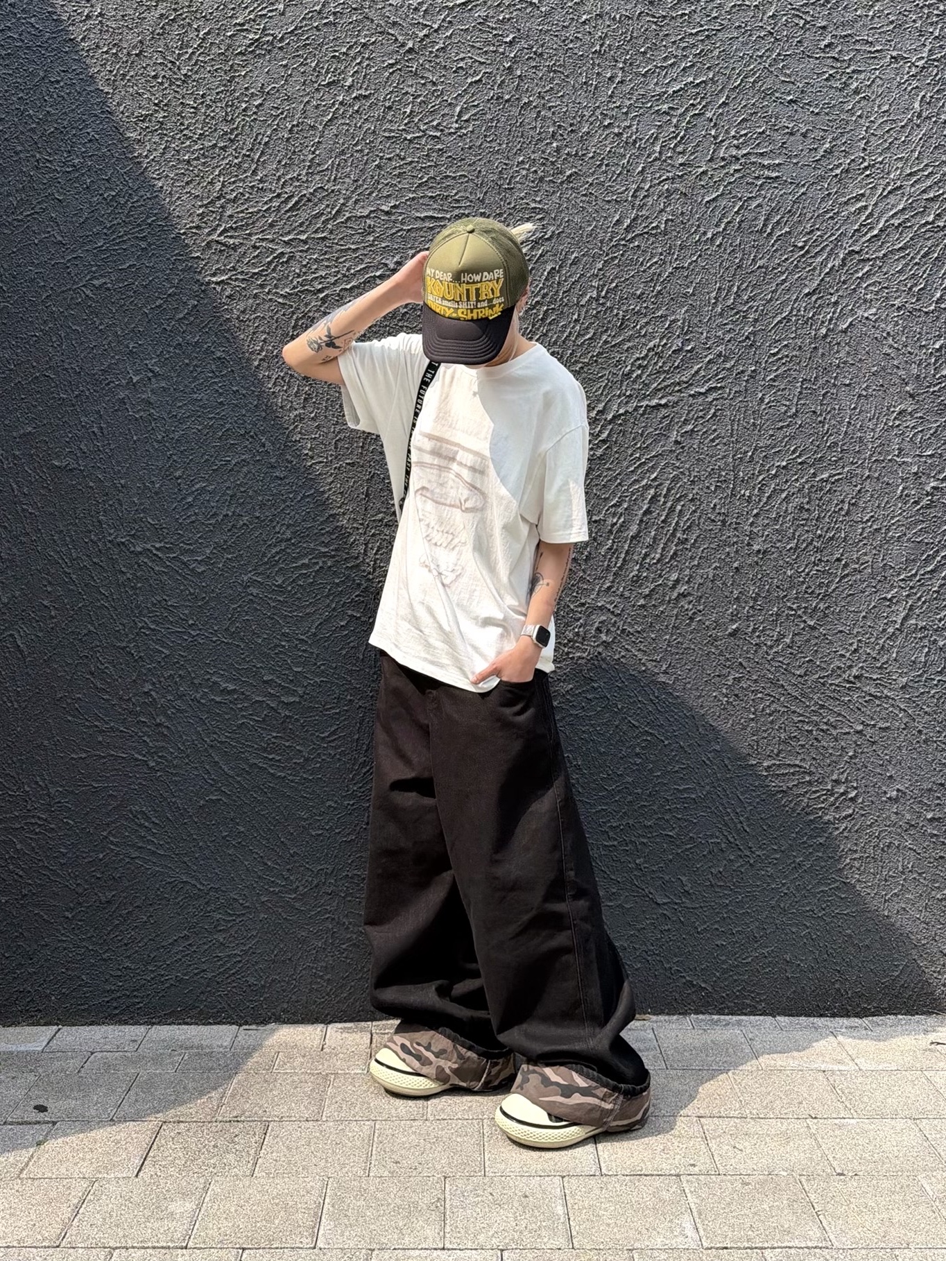 Kapital Kountry Kounter Kulture Trucker Cap Black Blue 착용 스타일 - 4