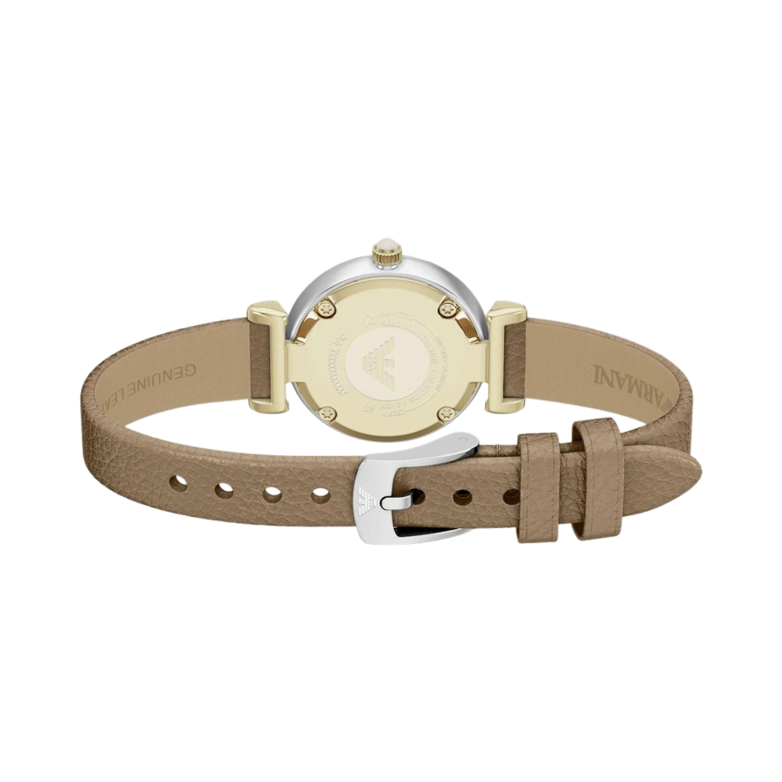 (W) 엠포리오 아르마니 쿼츠 투핸드 28mm 레더 바이컬러 브라운((W) Emporio Armani Quartz Two-Hand 28mm Leather Bicolor Brown) - 2