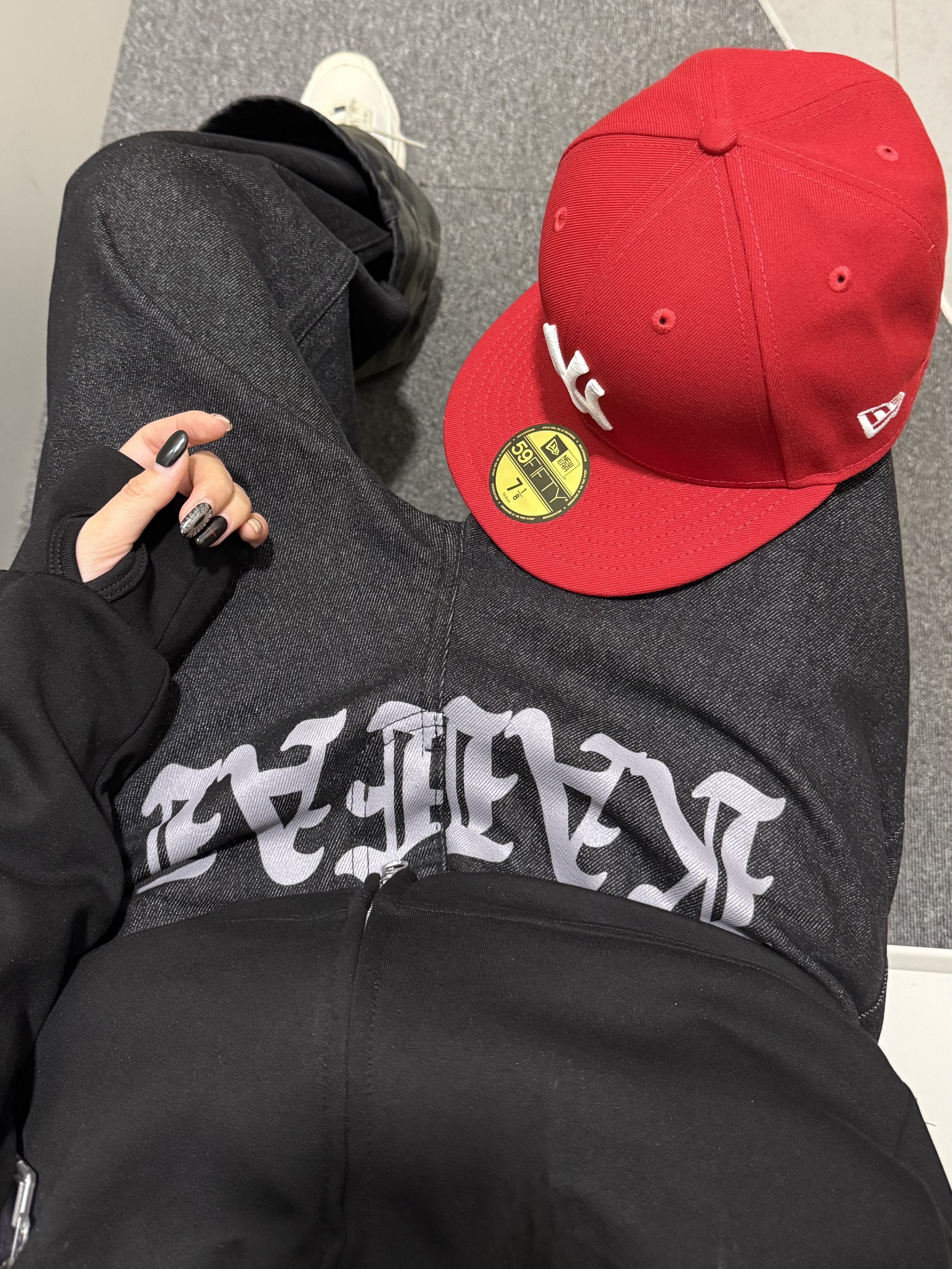 New Era 59Fifty MLB Authentic New York Yankees Game Navy, Reebok DMX Series 3000 Chalk Alabaster 착용 스타일