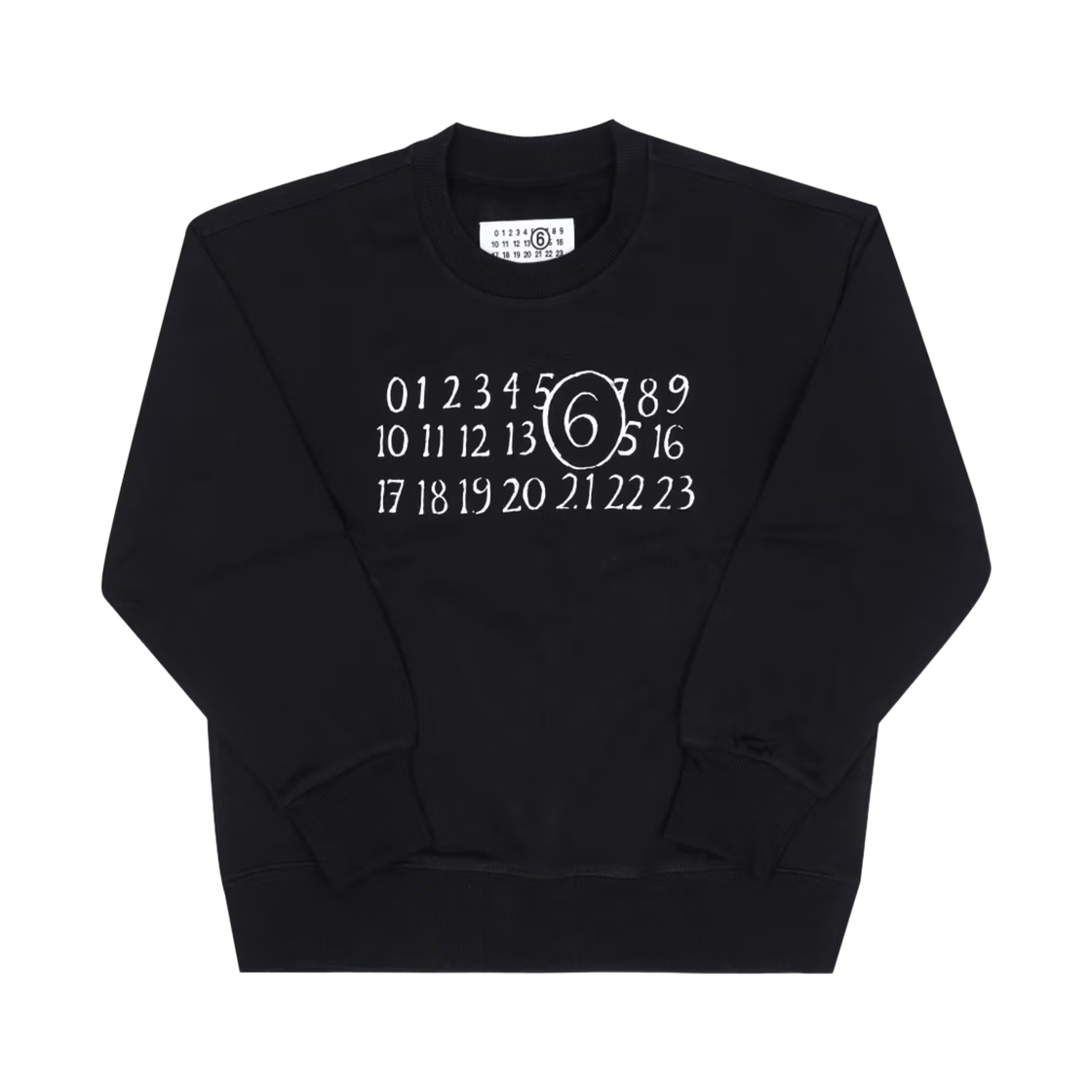 M61009MM02XM6900 (Kids) MM6 Maison Margiela Numbers Logo Patch Sweatshirt Black