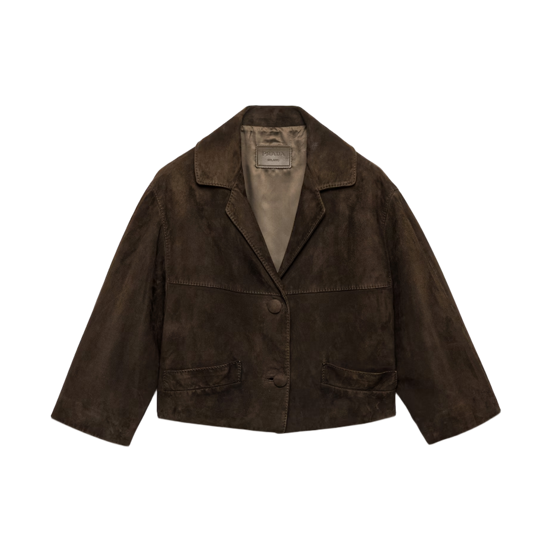 (W) 프라다 크롭 스웨이드 자켓 카모플라주 그린((W) Prada Cropped Suede Jacket Camouflage Green)