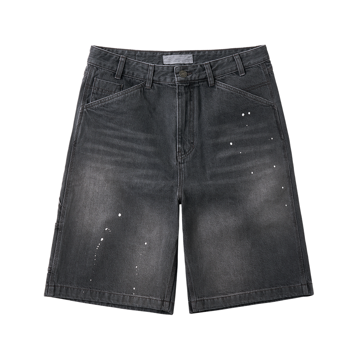 조우 에이징 스플래터 카펜터 데님 쇼츠 워시드 블랙(CHOWOO Aged Splatter Carpenter Denim Shorts Washed Black)